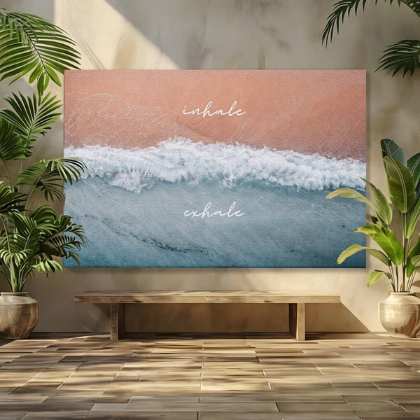Tablou Canvas Premium, LuxCanva® Q1050, Orizont Interior, Plaja, Apa, Nisip, Relaxare, Armonie, Valuri, Pace, Meditatie, Birou, Dormitor