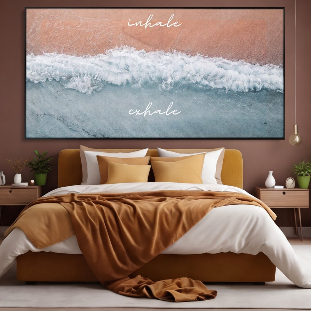 Tablou Canvas Premium, LuxCanva® Q1050, Orizont Interior, Plaja, Apa, Nisip, Relaxare, Armonie, Valuri, Pace, Meditatie, Birou, Dormitor