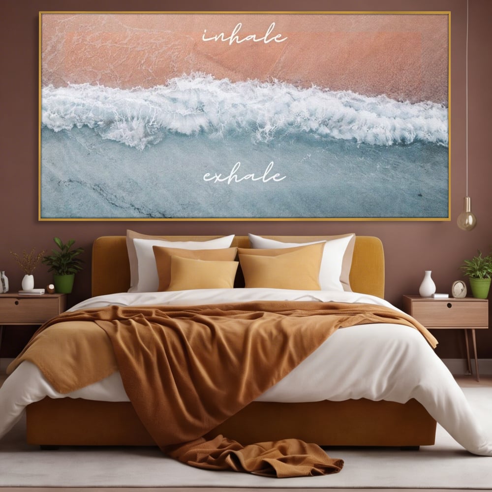 Tablou Canvas Premium, LuxCanva® Q1050, Orizont Interior, Plaja, Apa, Nisip, Relaxare, Armonie, Valuri, Pace, Meditatie, Birou, Dormitor