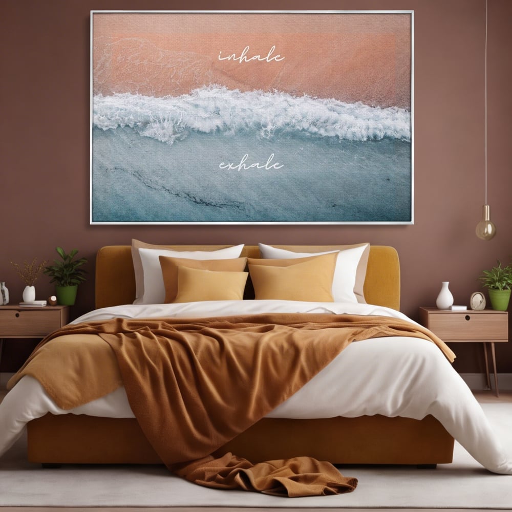 Tablou Canvas Premium, LuxCanva® Q1050, Orizont Interior, Plaja, Apa, Nisip, Relaxare, Armonie, Valuri, Pace, Meditatie, Birou, Dormitor