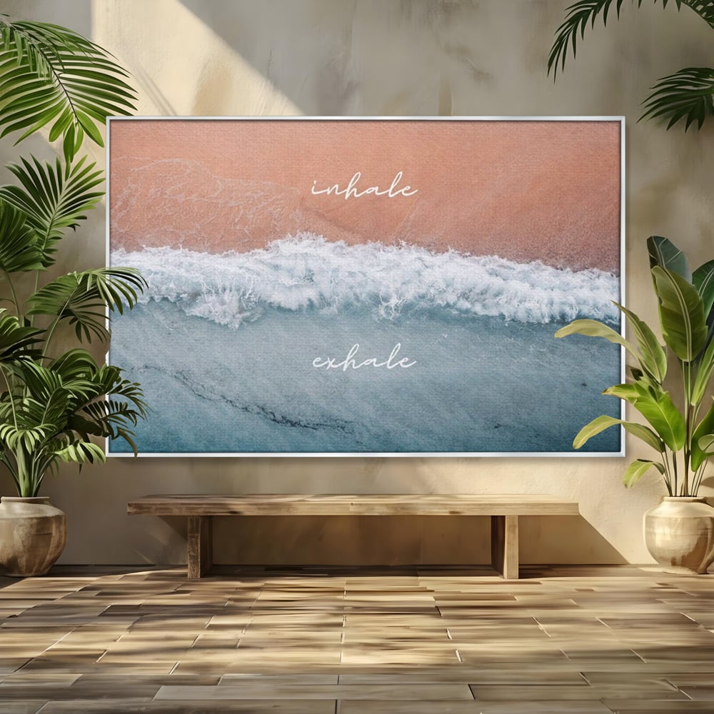 Tablou Canvas Premium, LuxCanva® Q1050, Orizont Interior, Plaja, Apa, Nisip, Relaxare, Armonie, Valuri, Pace, Meditatie, Birou, Dormitor