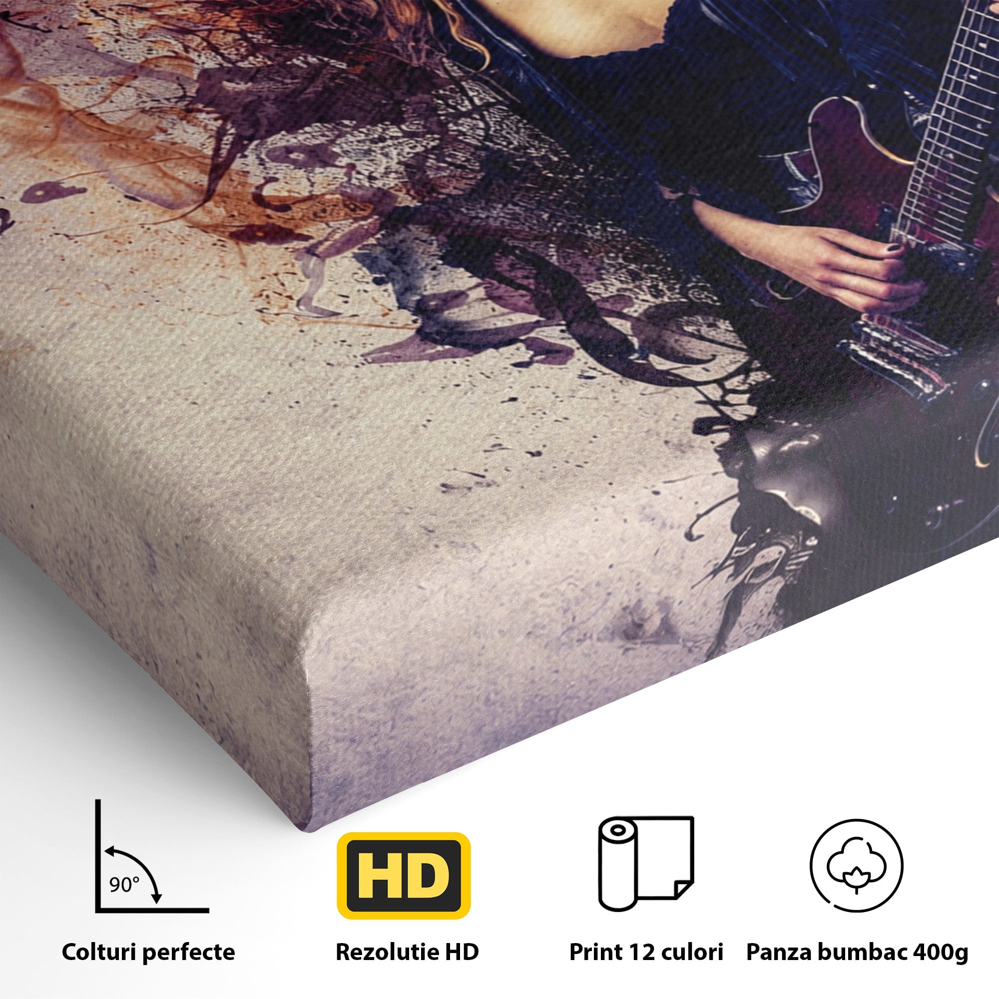 Tablou Canvas Premium LuxCanva® R1000, Chitara Rock, Muzica, Chitara, Rock, Pasiune, Living, Culori Vibrante
