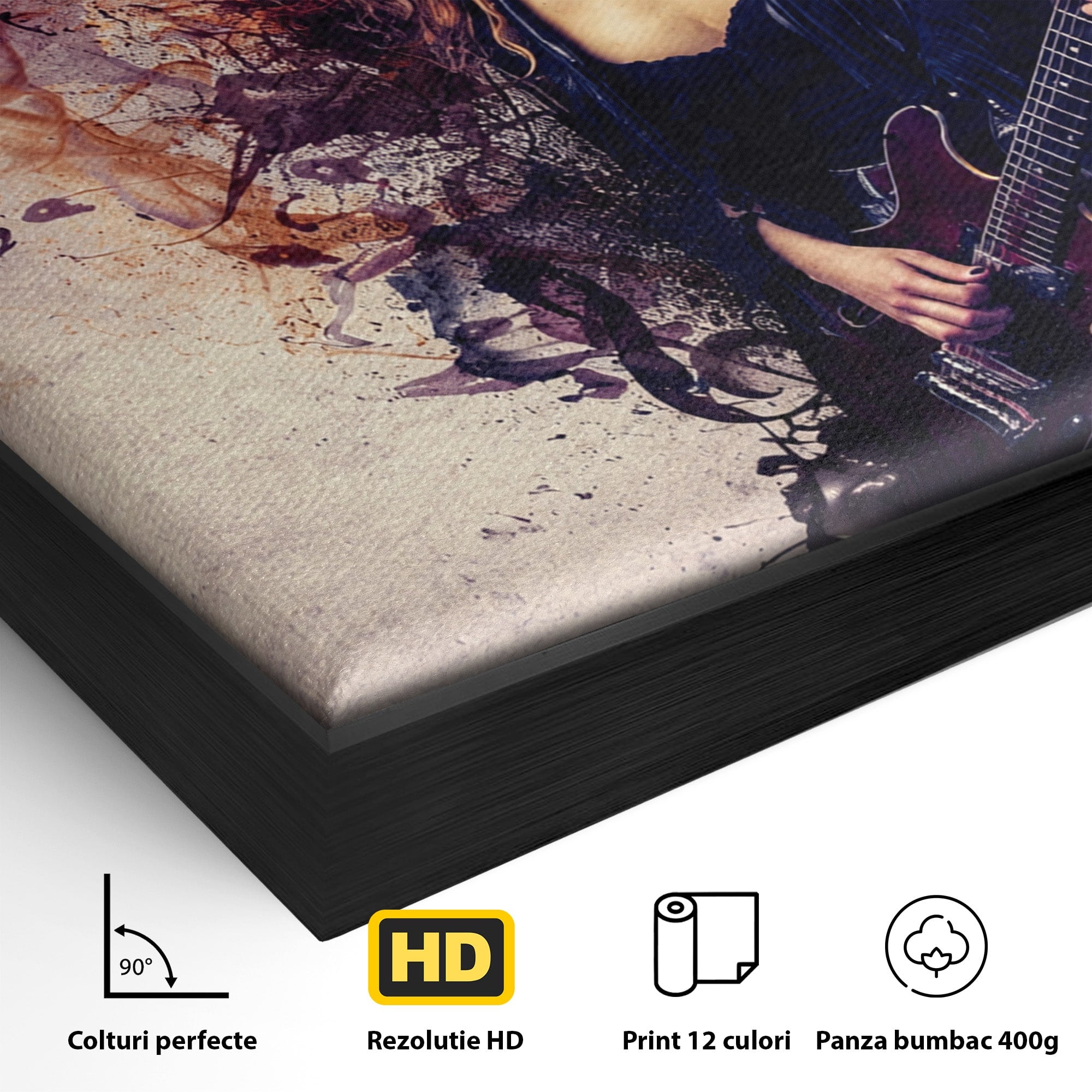 Tablou Canvas Premium LuxCanva® R1000, Chitara Rock, Muzica, Chitara, Rock, Pasiune, Living, Culori Vibrante