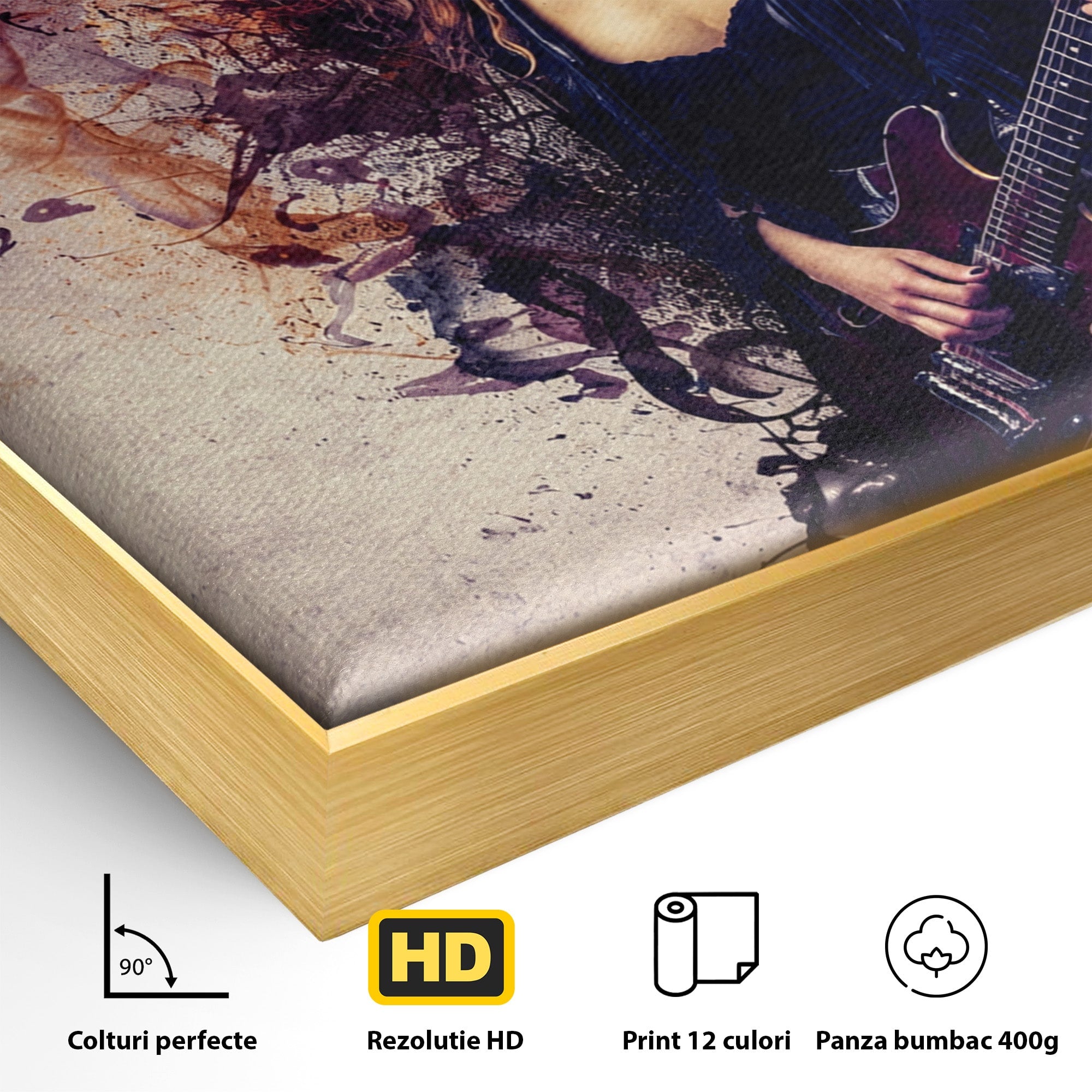 Tablou Canvas Premium LuxCanva® R1000, Chitara Rock, Muzica, Chitara, Rock, Pasiune, Living, Culori Vibrante