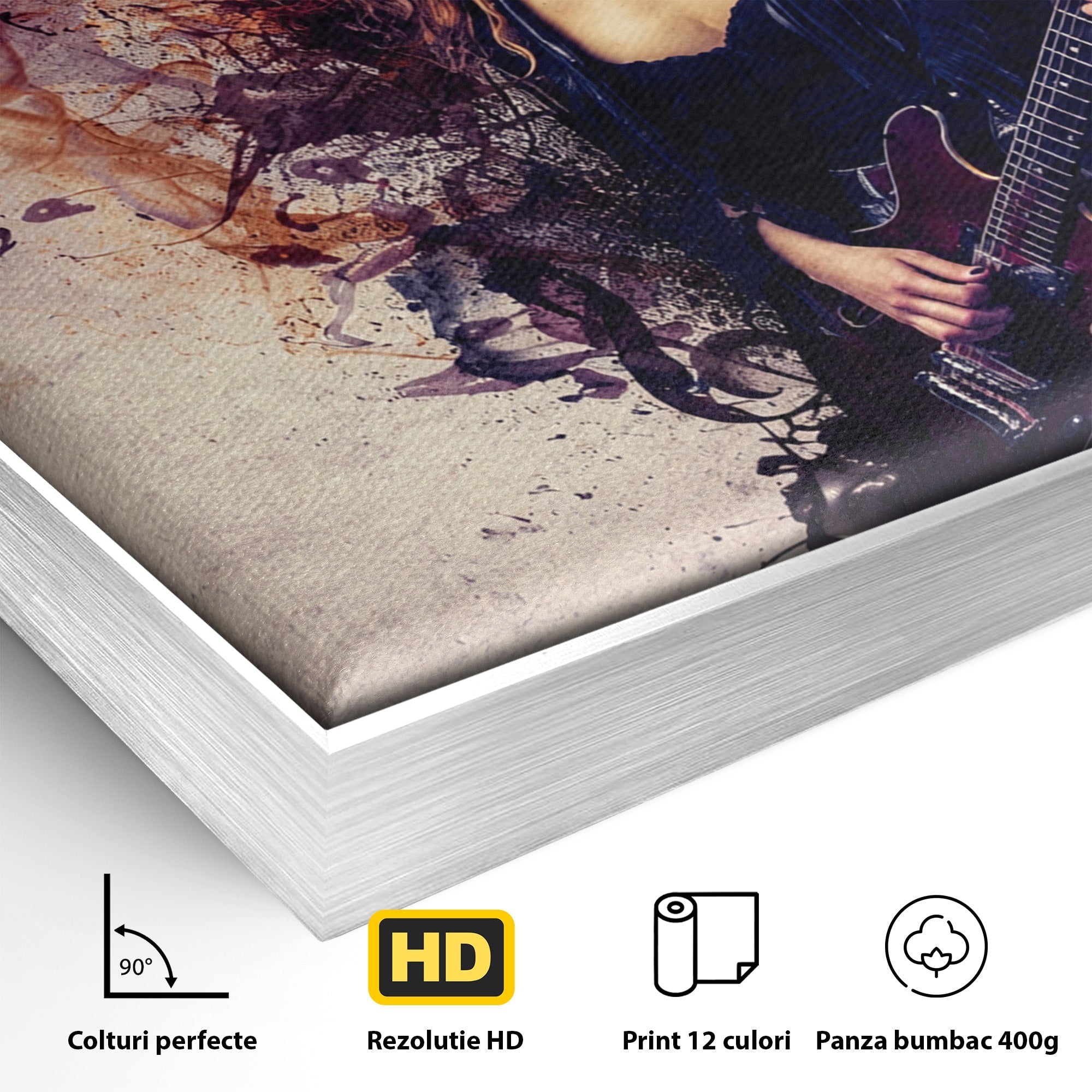 Tablou Canvas Premium LuxCanva® R1000, Chitara Rock, Muzica, Chitara, Rock, Pasiune, Living, Culori Vibrante