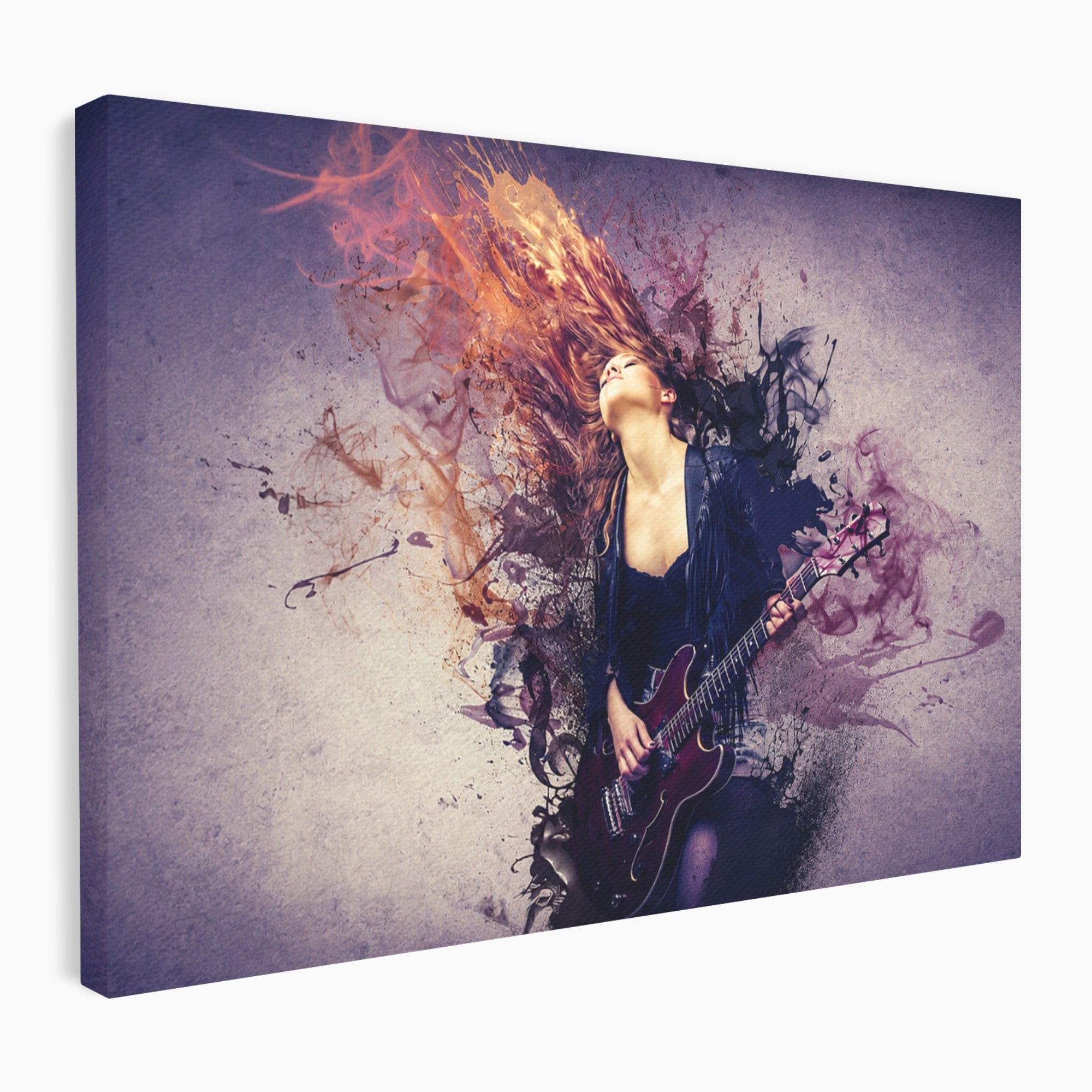 Tablou Canvas Premium LuxCanva® R1000, Chitara Rock, Muzica, Chitara, Rock, Pasiune, Living, Culori Vibrante