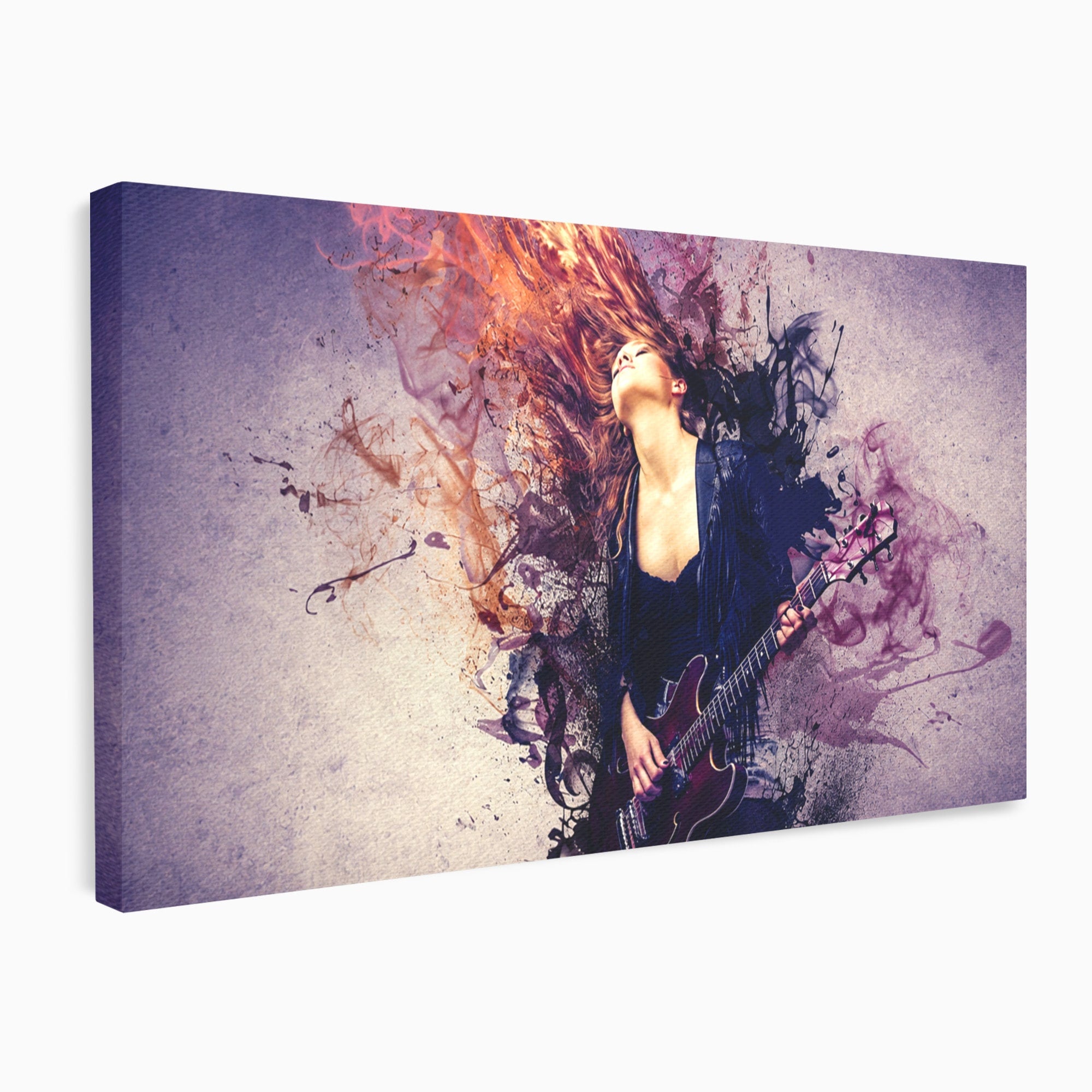 Tablou Canvas Premium LuxCanva® R1000, Chitara Rock, Muzica, Chitara, Rock, Pasiune, Living, Culori Vibrante