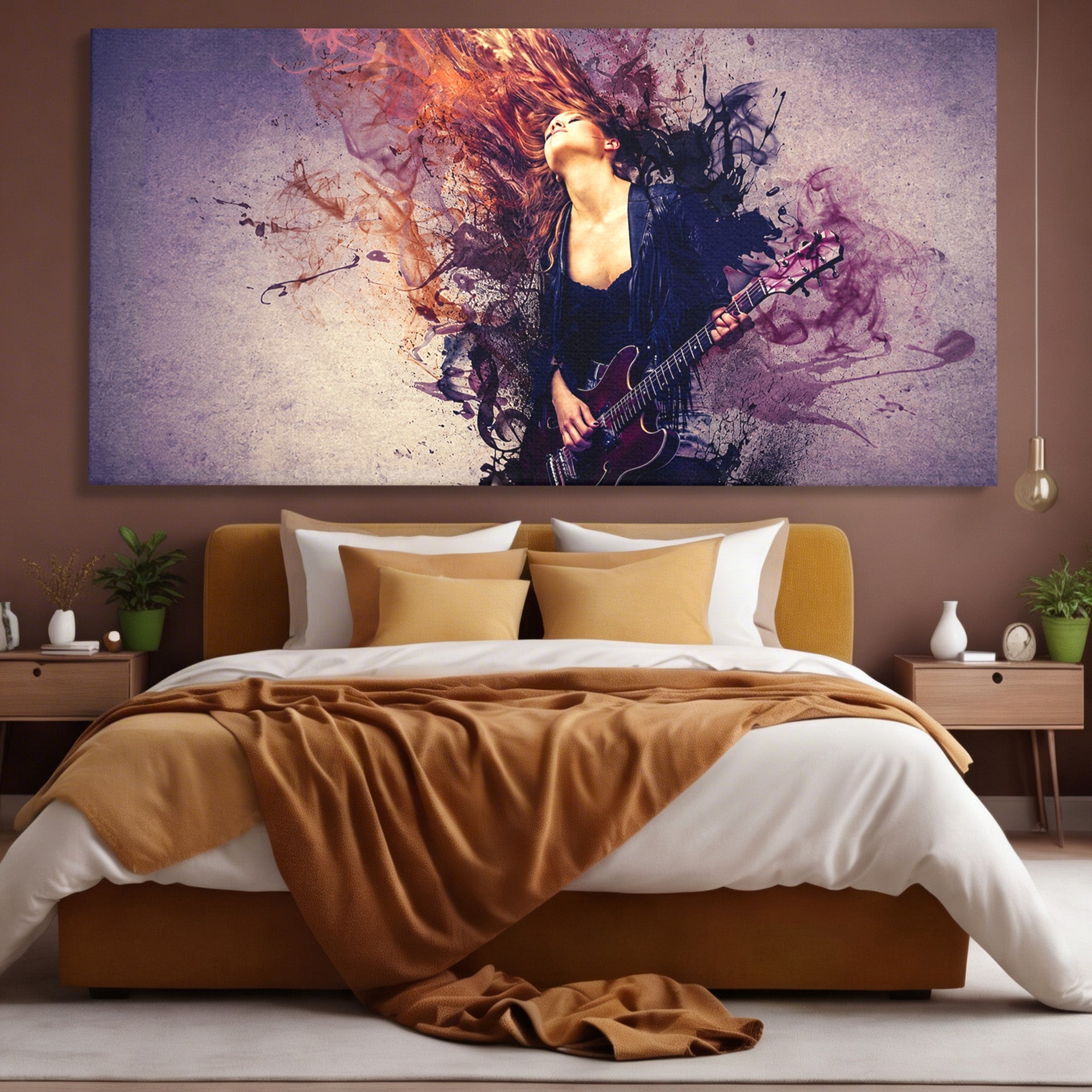 Tablou Canvas Premium LuxCanva® R1000, Chitara Rock, Muzica, Chitara, Rock, Pasiune, Living, Culori Vibrante