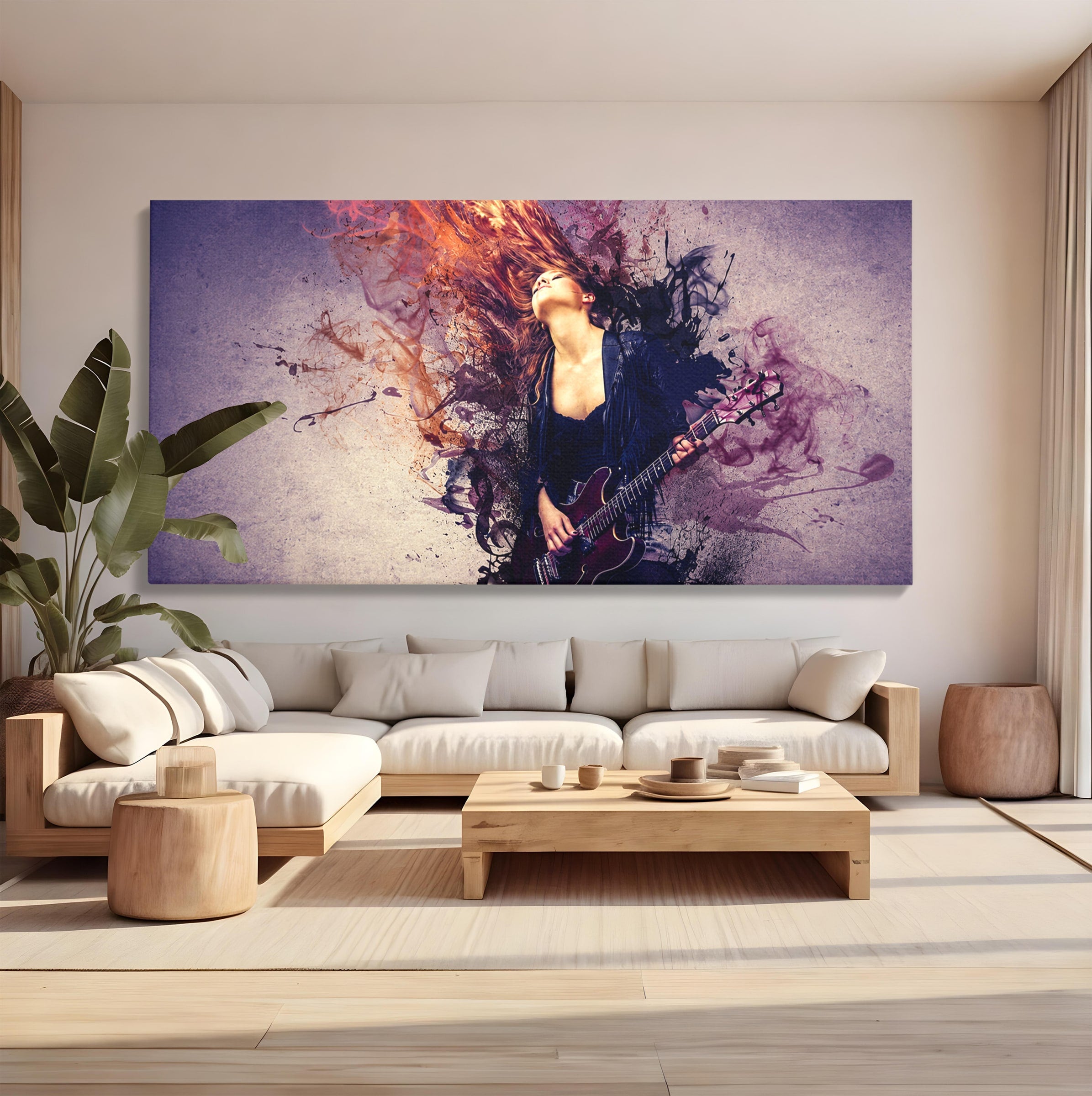 Tablou Canvas Premium LuxCanva® R1000, Chitara Rock, Muzica, Chitara, Rock, Pasiune, Living, Culori Vibrante