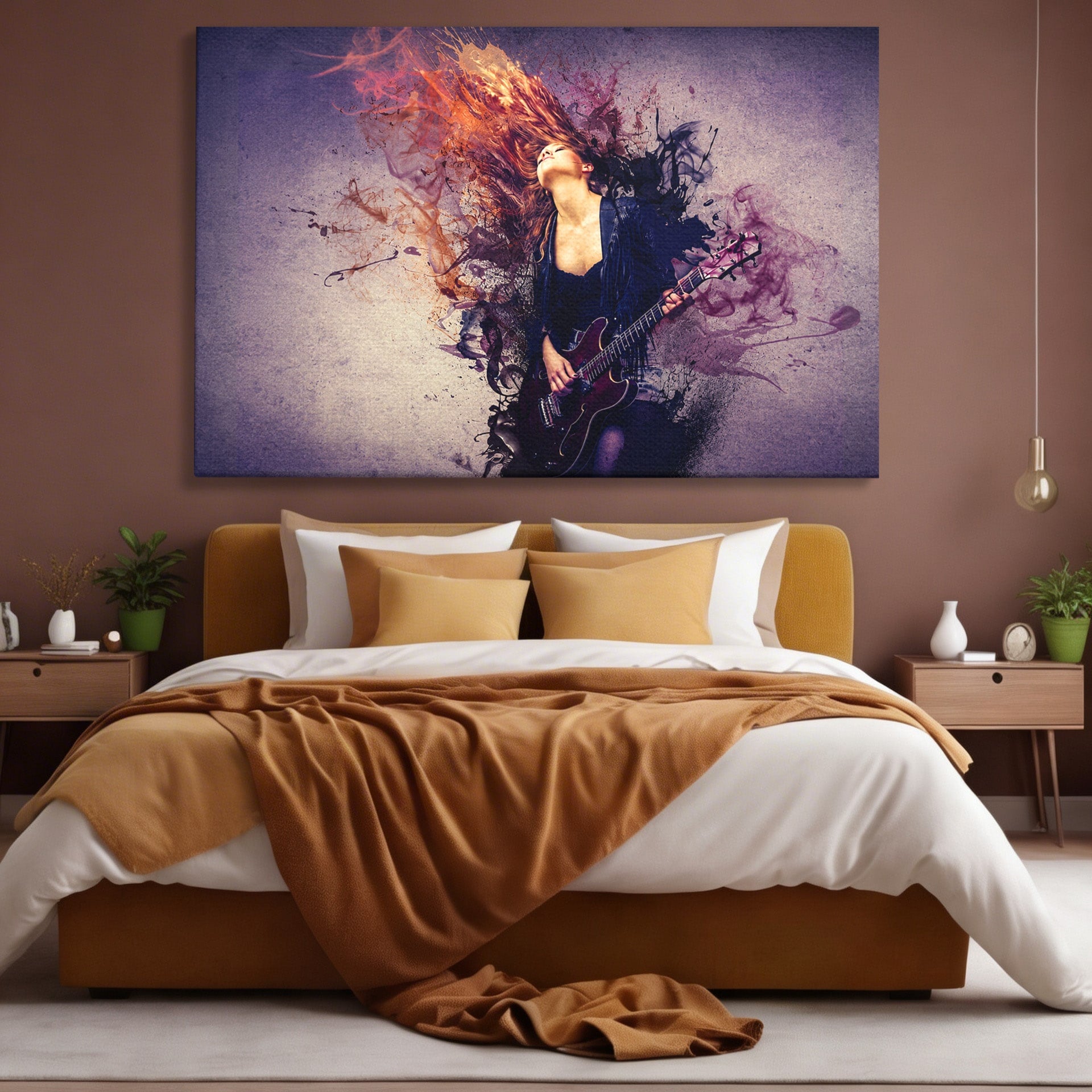 Tablou Canvas Premium LuxCanva® R1000, Chitara Rock, Muzica, Chitara, Rock, Pasiune, Living, Culori Vibrante