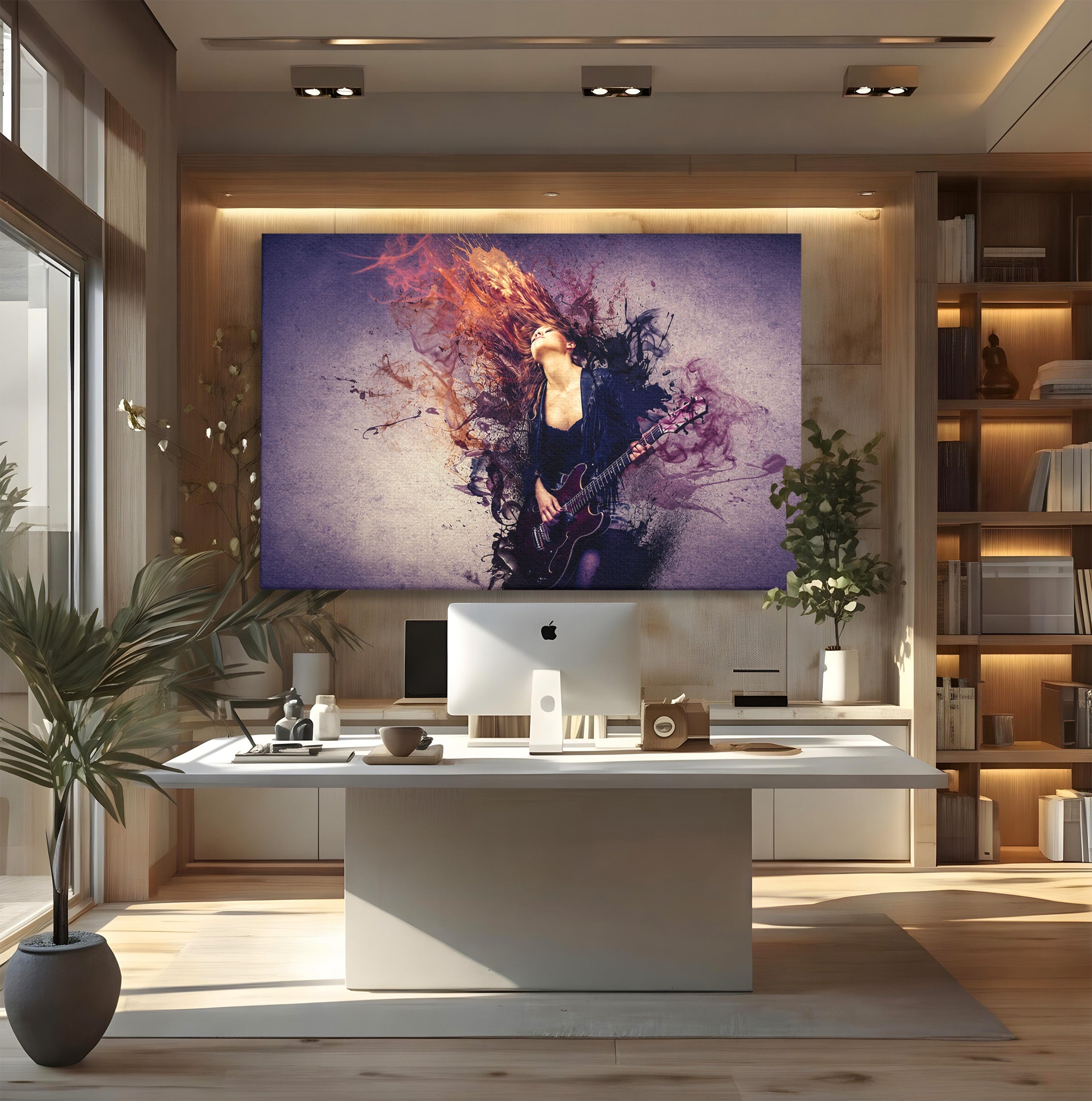Tablou Canvas Premium LuxCanva® R1000, Chitara Rock, Muzica, Chitara, Rock, Pasiune, Living, Culori Vibrante