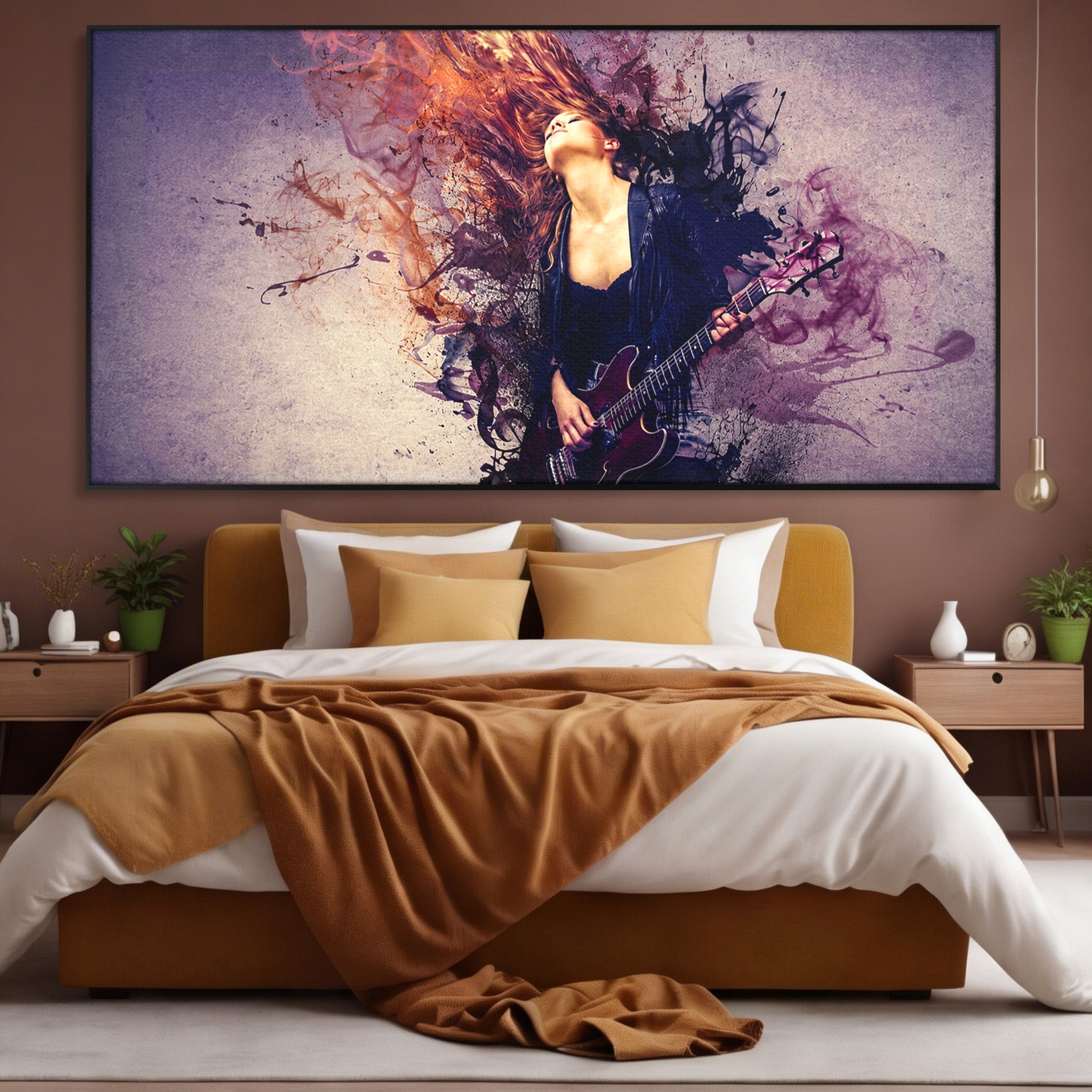 Tablou Canvas Premium LuxCanva® R1000, Chitara Rock, Muzica, Chitara, Rock, Pasiune, Living, Culori Vibrante