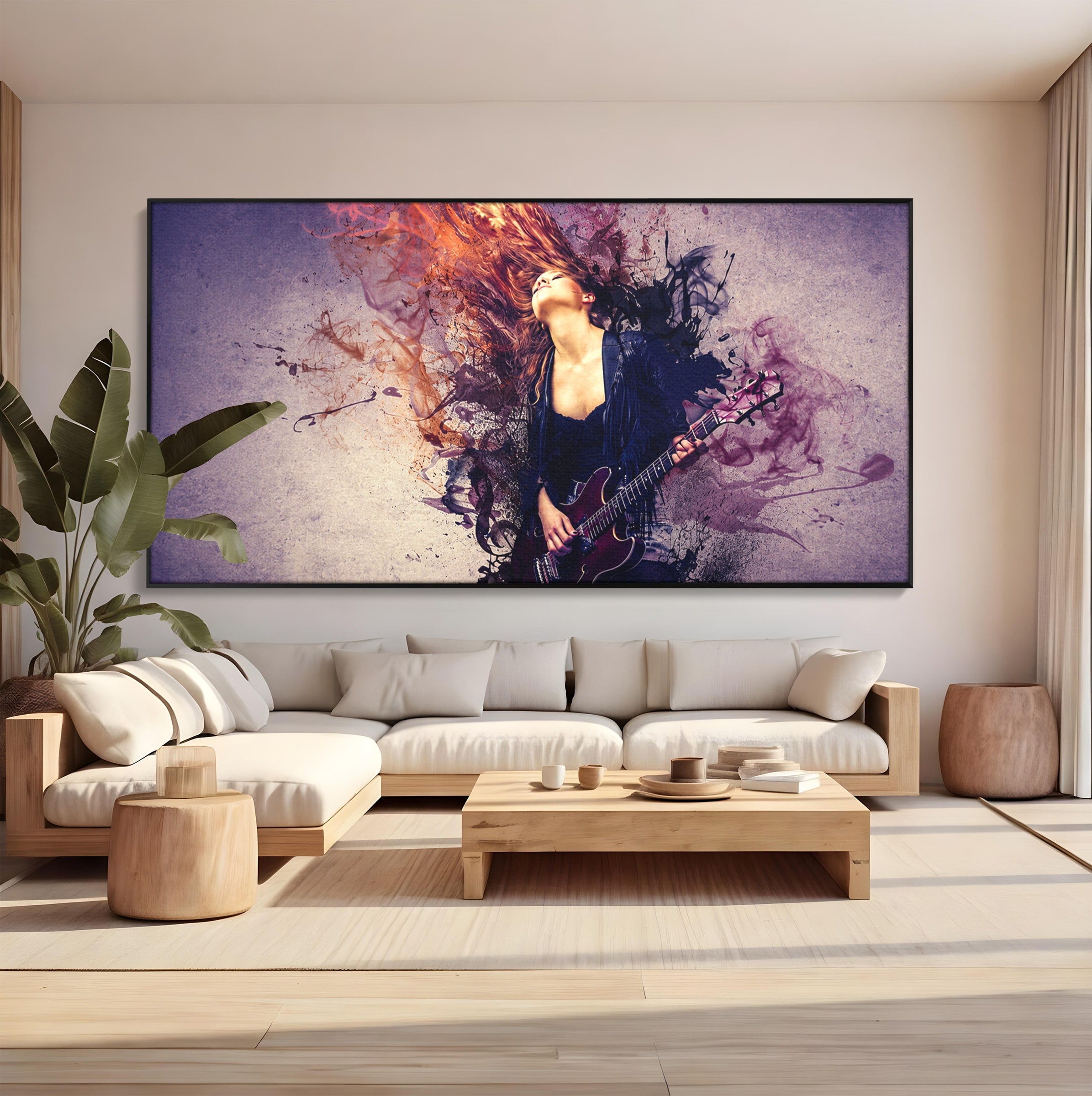 Tablou Canvas Premium LuxCanva® R1000, Chitara Rock, Muzica, Chitara, Rock, Pasiune, Living, Culori Vibrante