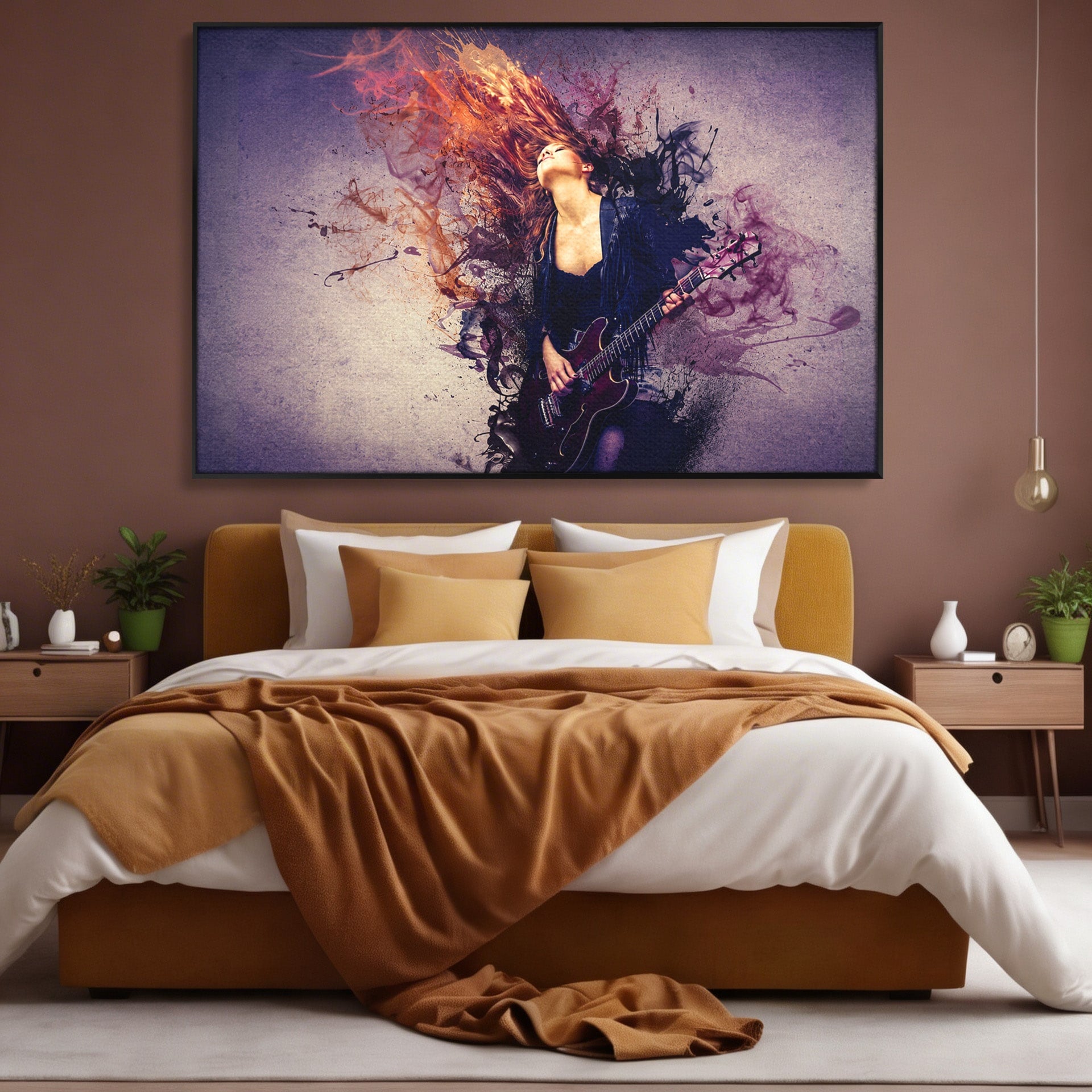 Tablou Canvas Premium LuxCanva® R1000, Chitara Rock, Muzica, Chitara, Rock, Pasiune, Living, Culori Vibrante