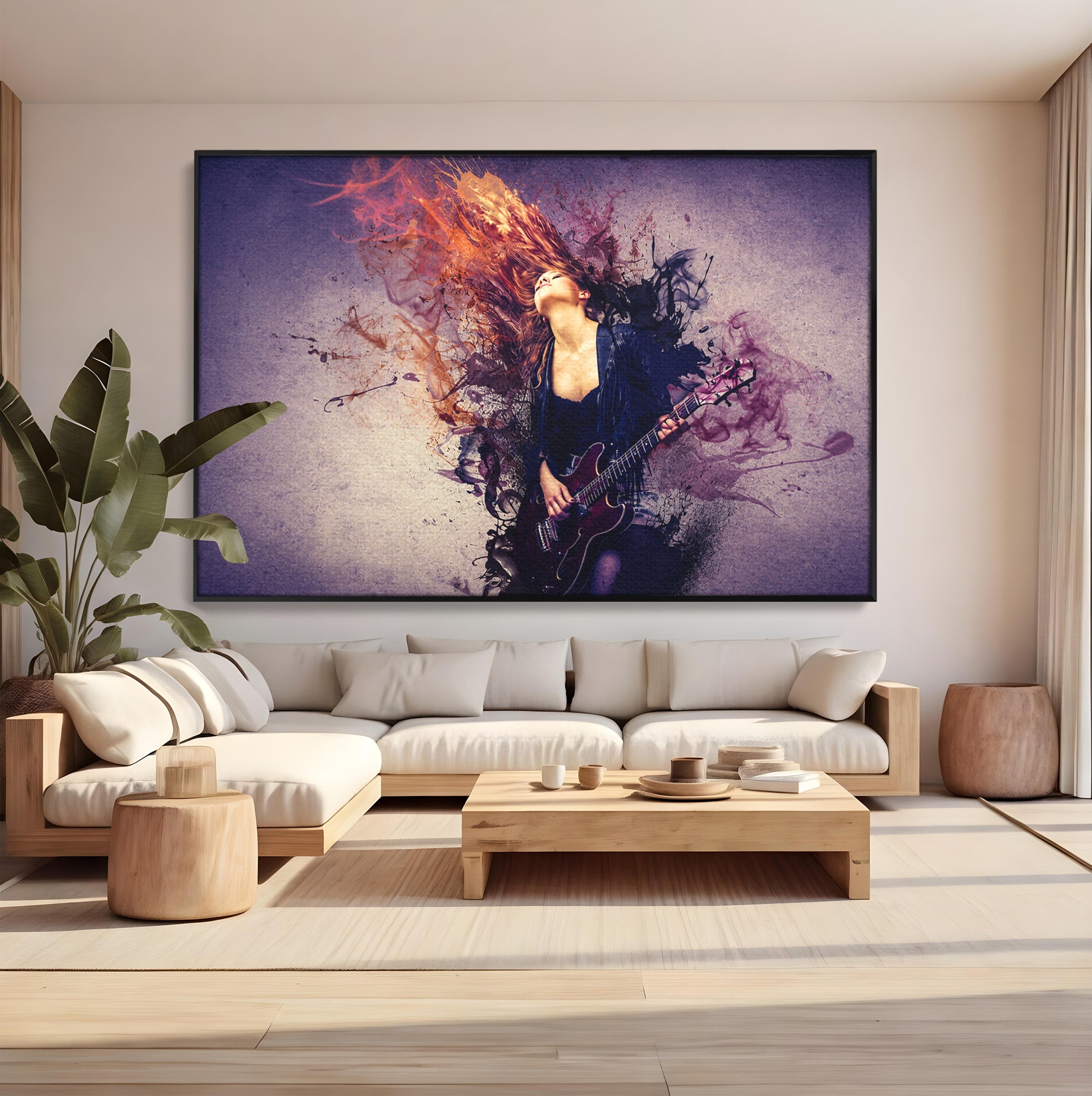 Tablou Canvas Premium LuxCanva® R1000, Chitara Rock, Muzica, Chitara, Rock, Pasiune, Living, Culori Vibrante