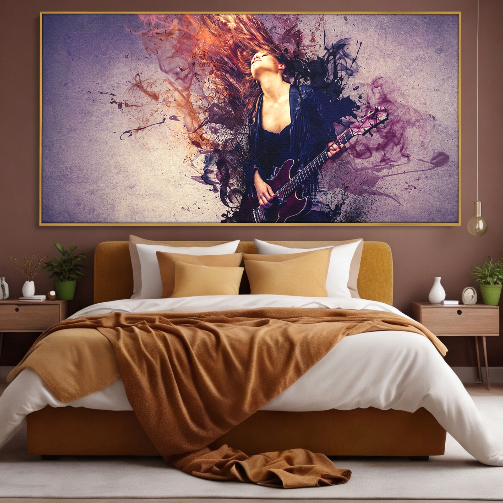 Tablou Canvas Premium LuxCanva® R1000, Chitara Rock, Muzica, Chitara, Rock, Pasiune, Living, Culori Vibrante