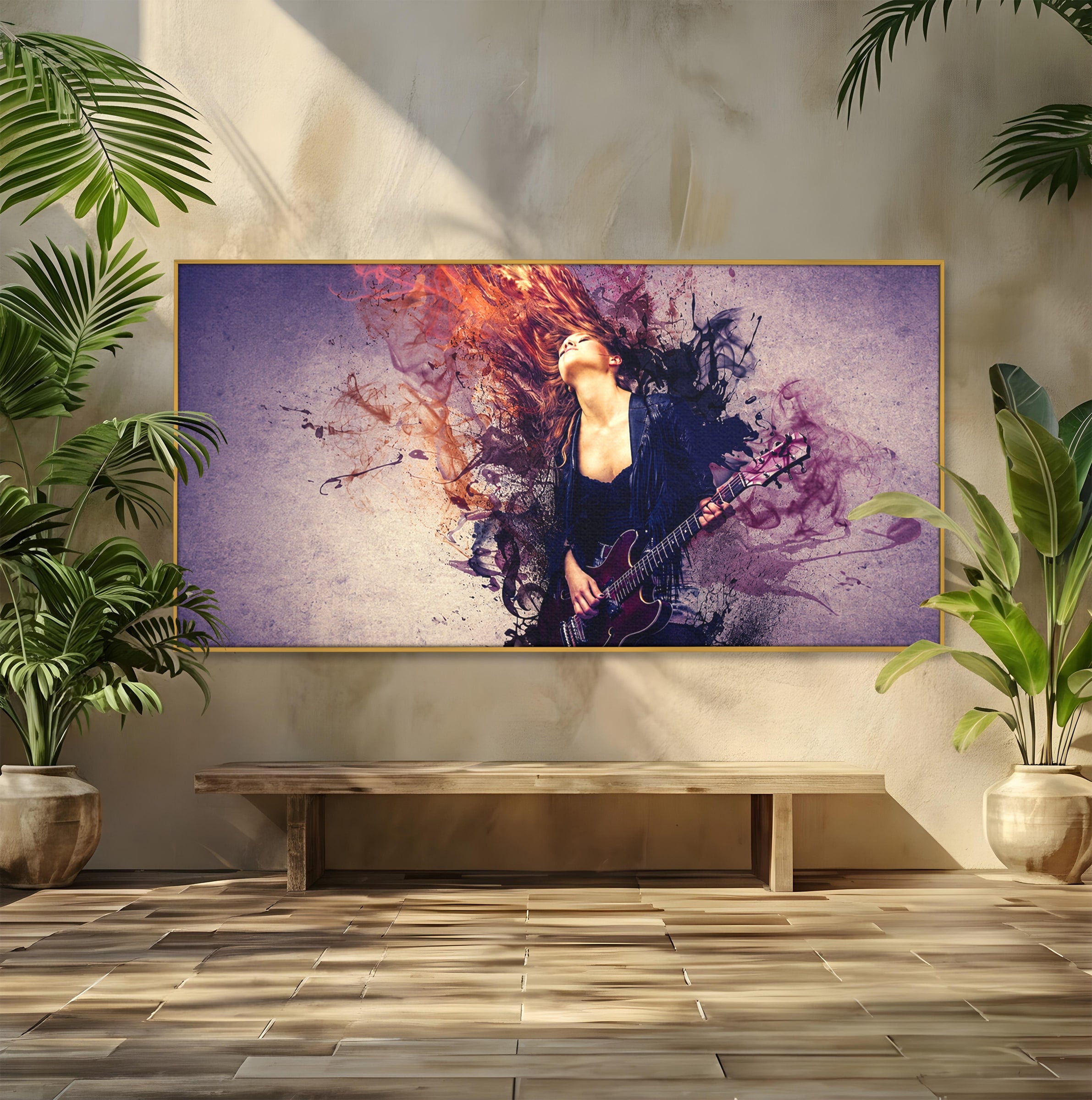 Tablou Canvas Premium LuxCanva® R1000, Chitara Rock, Muzica, Chitara, Rock, Pasiune, Living, Culori Vibrante