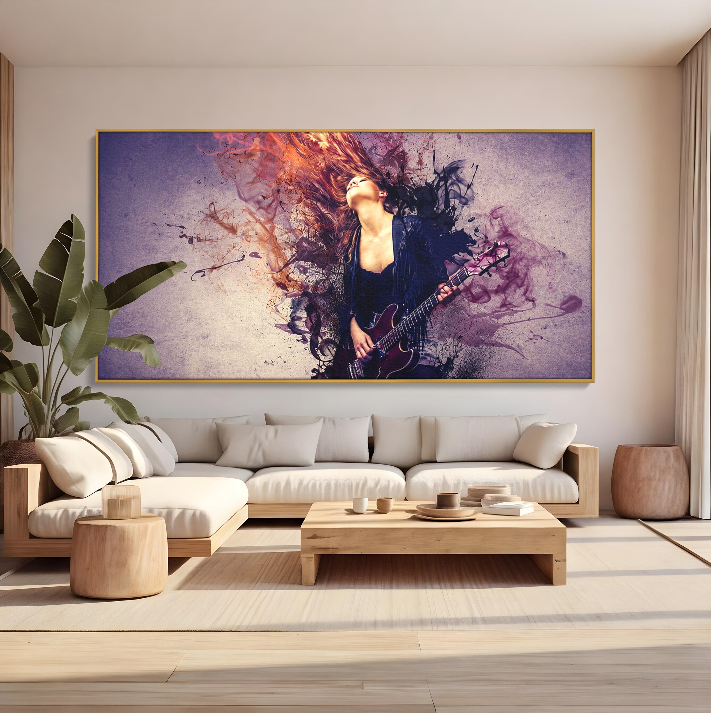 Tablou Canvas Premium LuxCanva® R1000, Chitara Rock, Muzica, Chitara, Rock, Pasiune, Living, Culori Vibrante