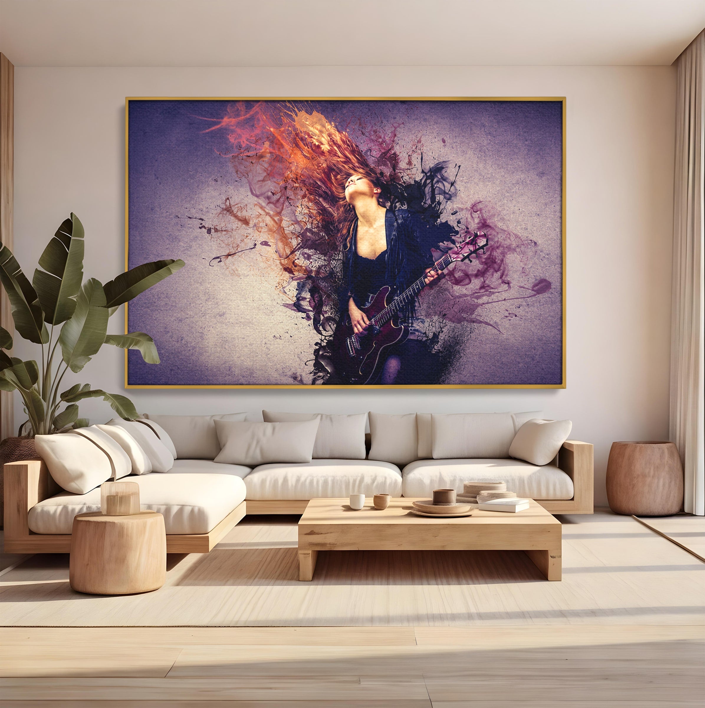 Tablou Canvas Premium LuxCanva® R1000, Chitara Rock, Muzica, Chitara, Rock, Pasiune, Living, Culori Vibrante