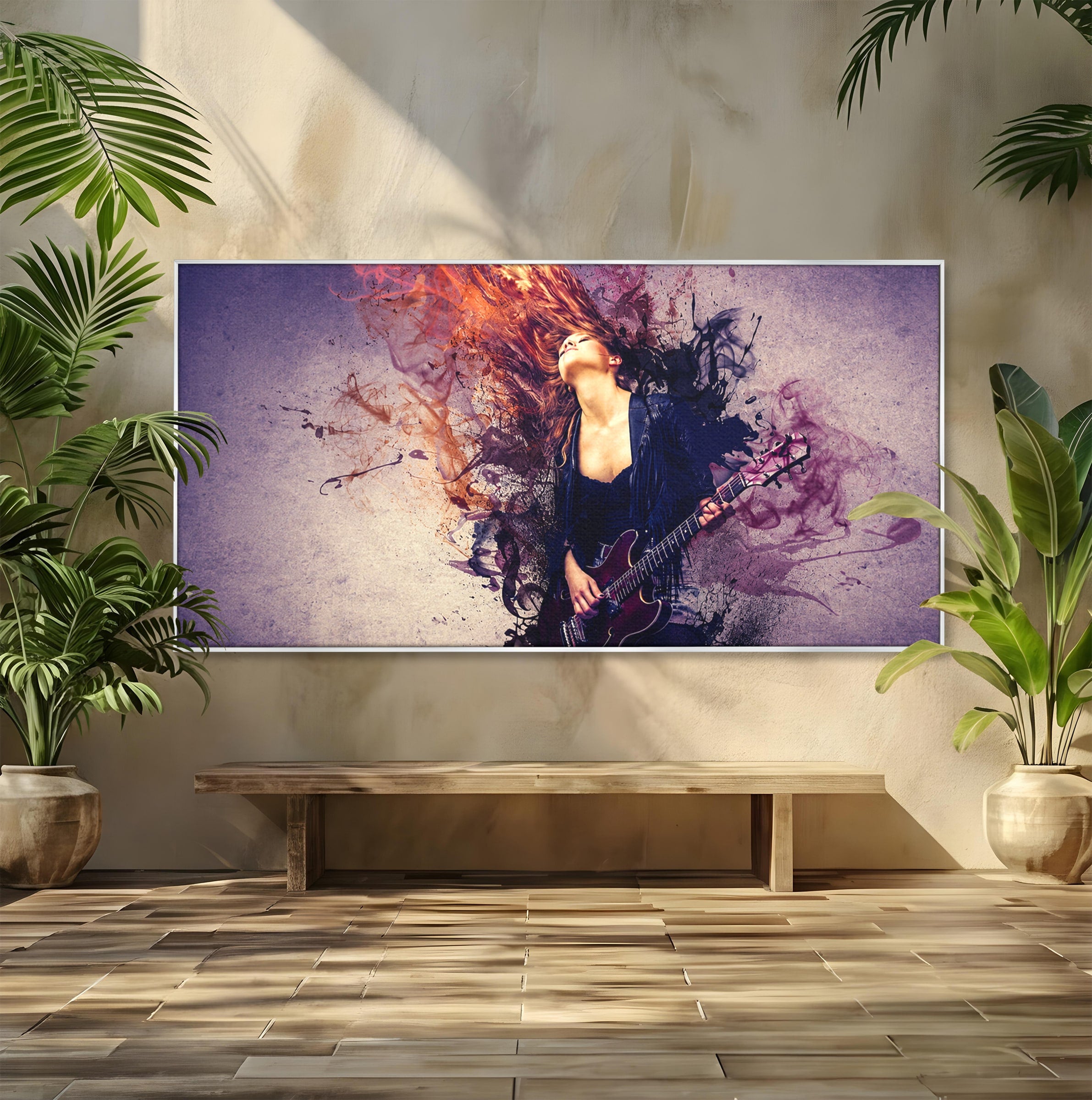 Tablou Canvas Premium LuxCanva® R1000, Chitara Rock, Muzica, Chitara, Rock, Pasiune, Living, Culori Vibrante