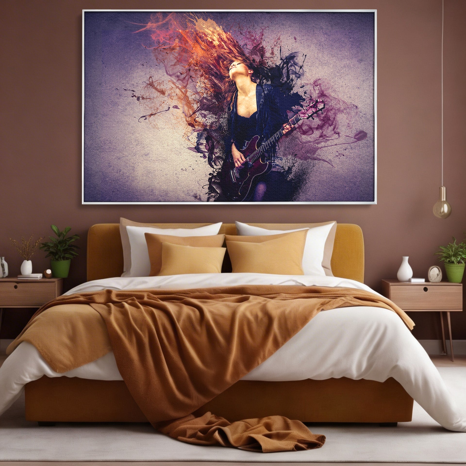 Tablou Canvas Premium LuxCanva® R1000, Chitara Rock, Muzica, Chitara, Rock, Pasiune, Living, Culori Vibrante
