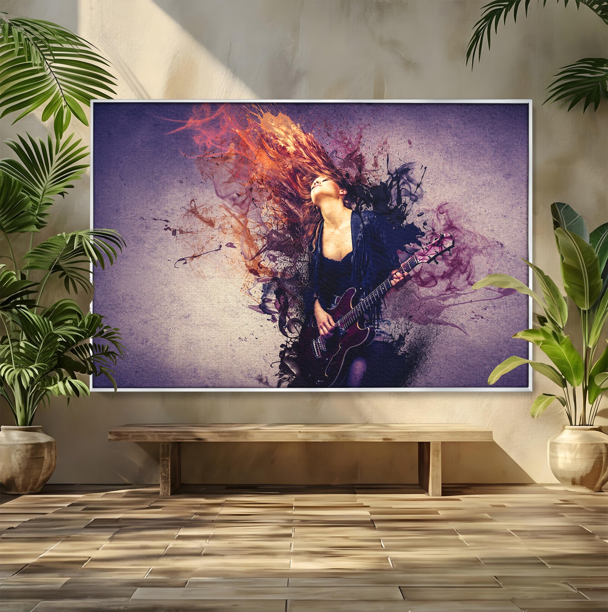 Tablou Canvas Premium LuxCanva® R1000, Chitara Rock, Muzica, Chitara, Rock, Pasiune, Living, Culori Vibrante