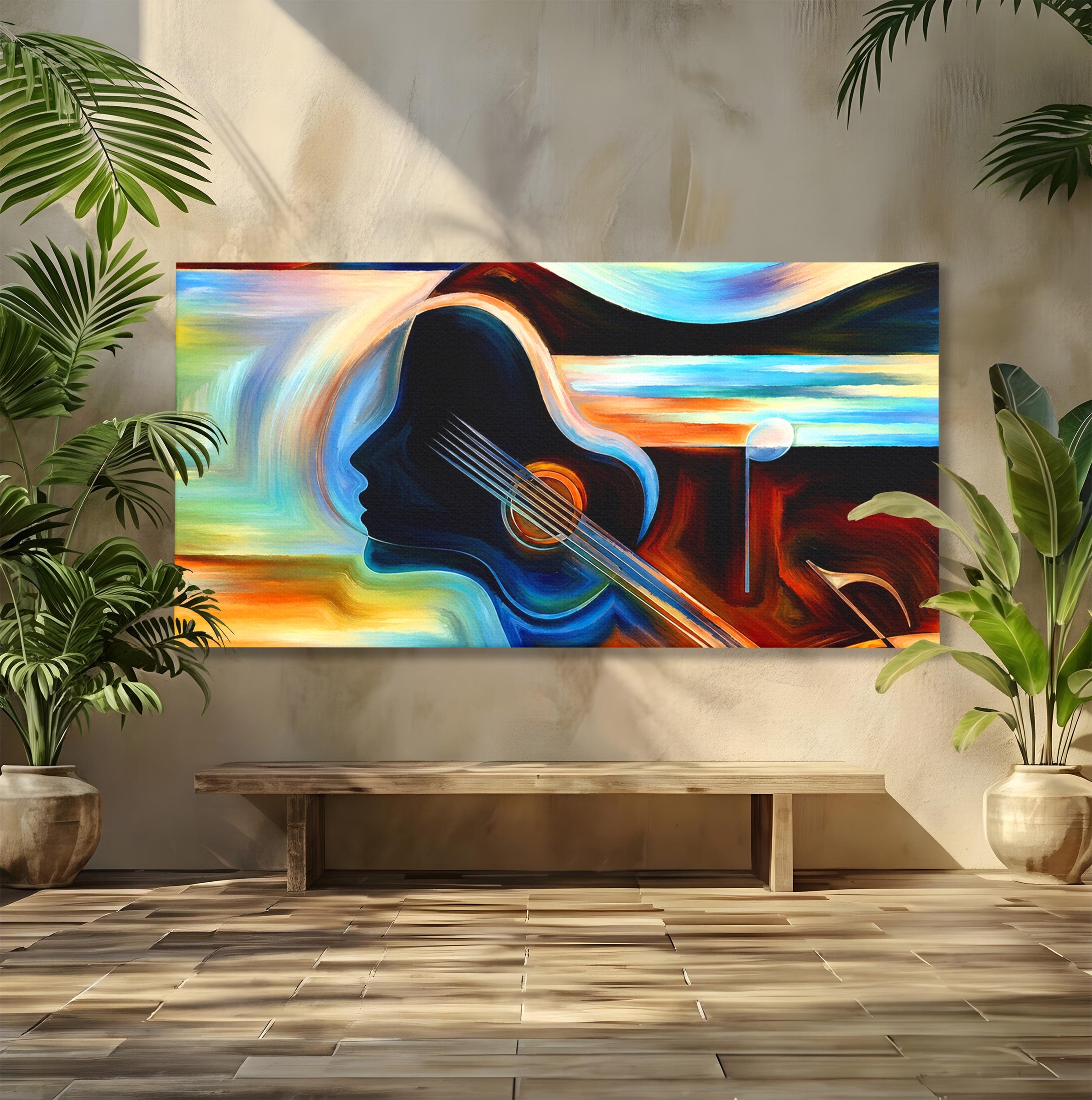 Tablou Canvas Premium LuxCanva® R1001, Armonia Muzicii Abstracte, Muzica, Abstract, Arta, Modern, Living, Dormitor, Culori Vibrante