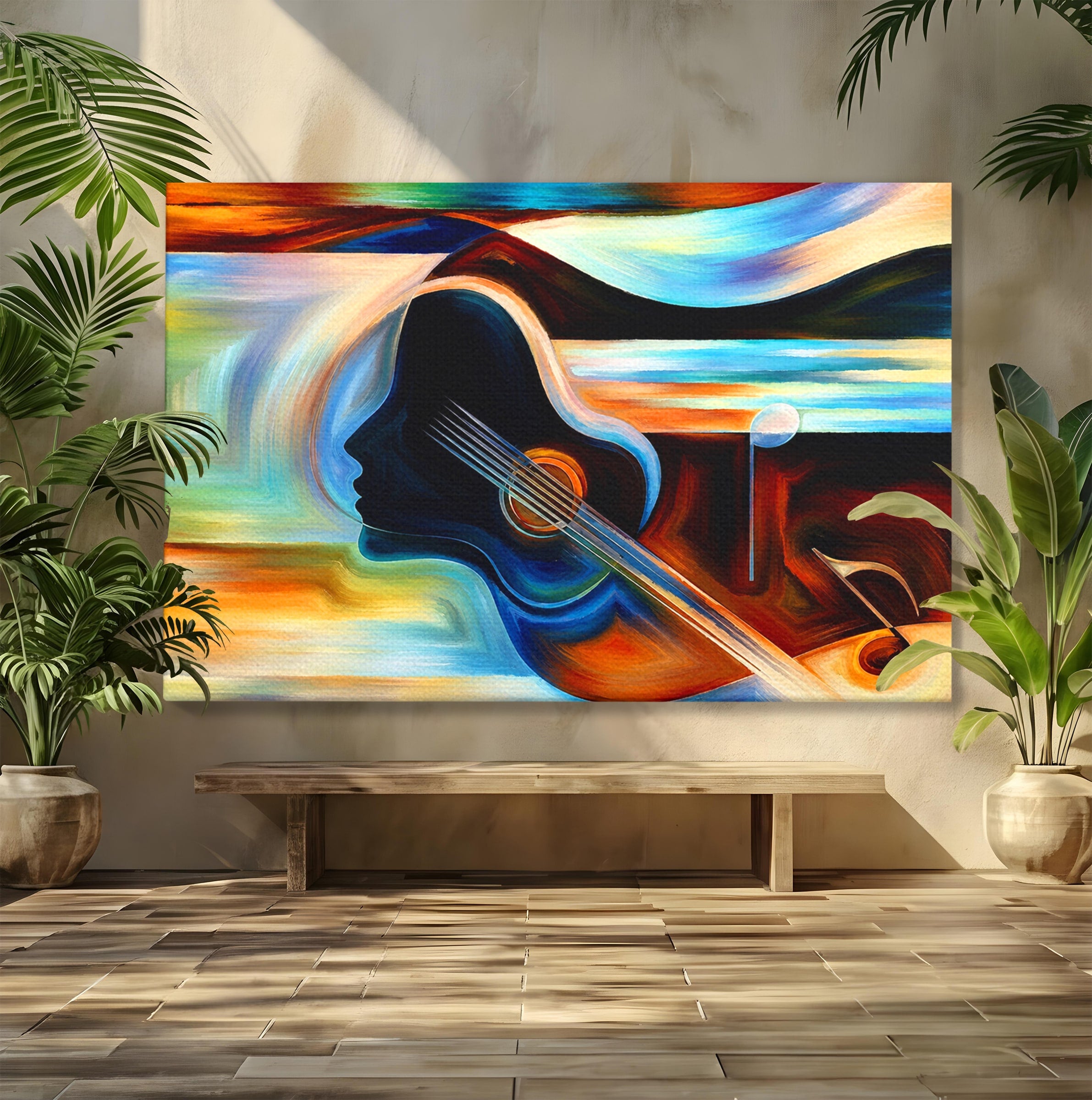 Tablou Canvas Premium LuxCanva® R1001, Armonia Muzicii Abstracte, Muzica, Abstract, Arta, Modern, Living, Dormitor, Culori Vibrante