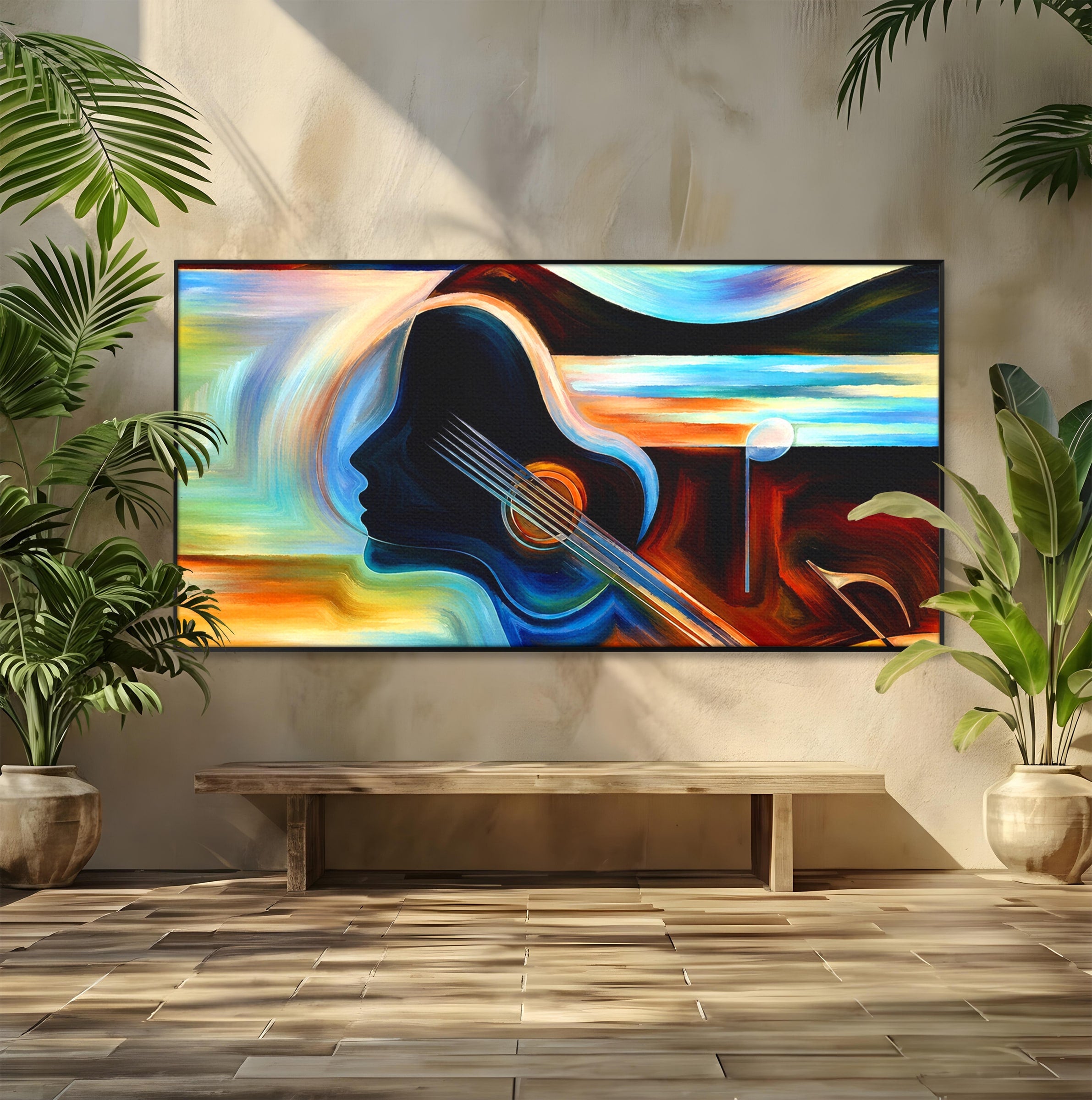 Tablou Canvas Premium LuxCanva® R1001, Armonia Muzicii Abstracte, Muzica, Abstract, Arta, Modern, Living, Dormitor, Culori Vibrante