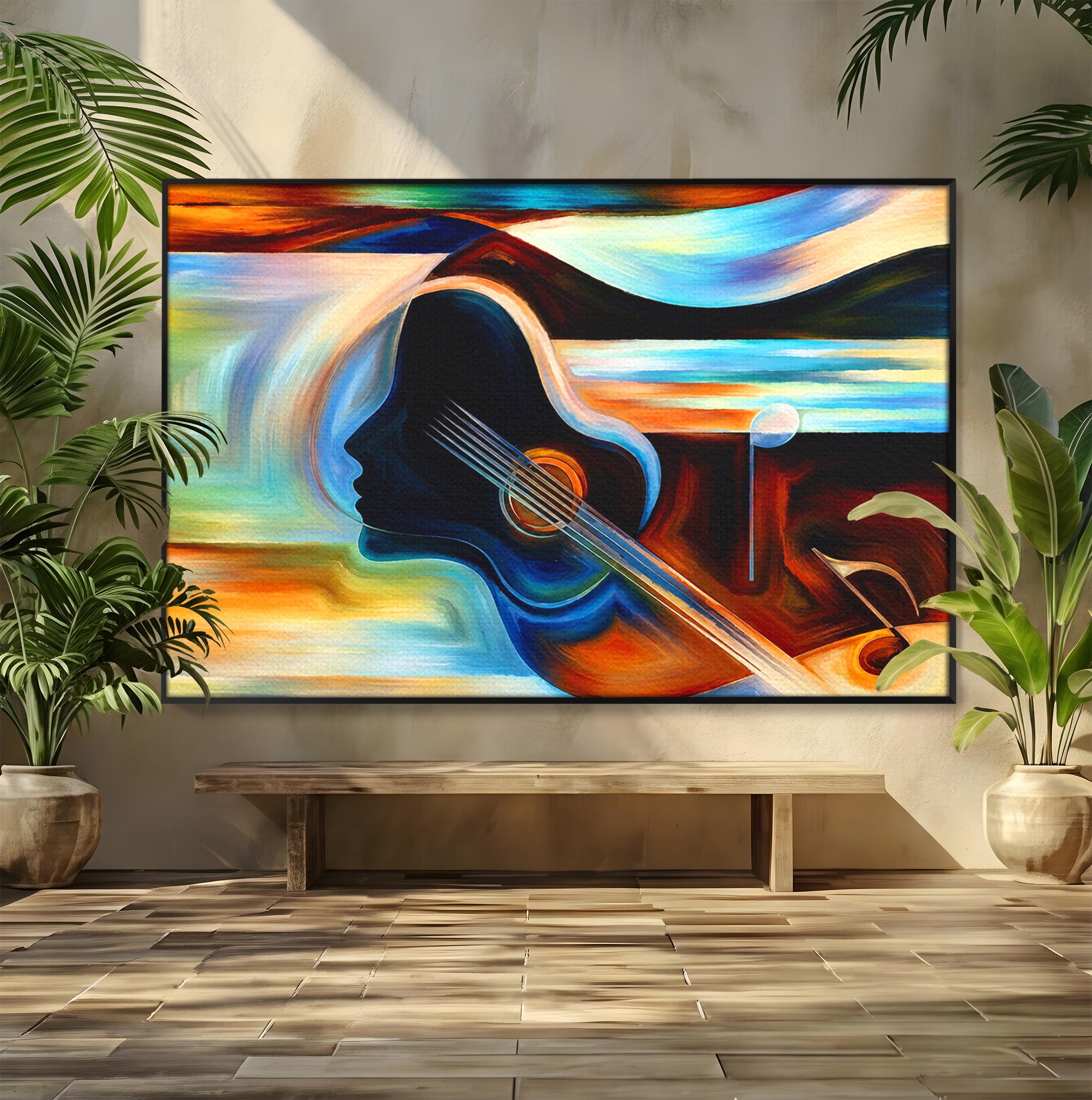 Tablou Canvas Premium LuxCanva® R1001, Armonia Muzicii Abstracte, Muzica, Abstract, Arta, Modern, Living, Dormitor, Culori Vibrante