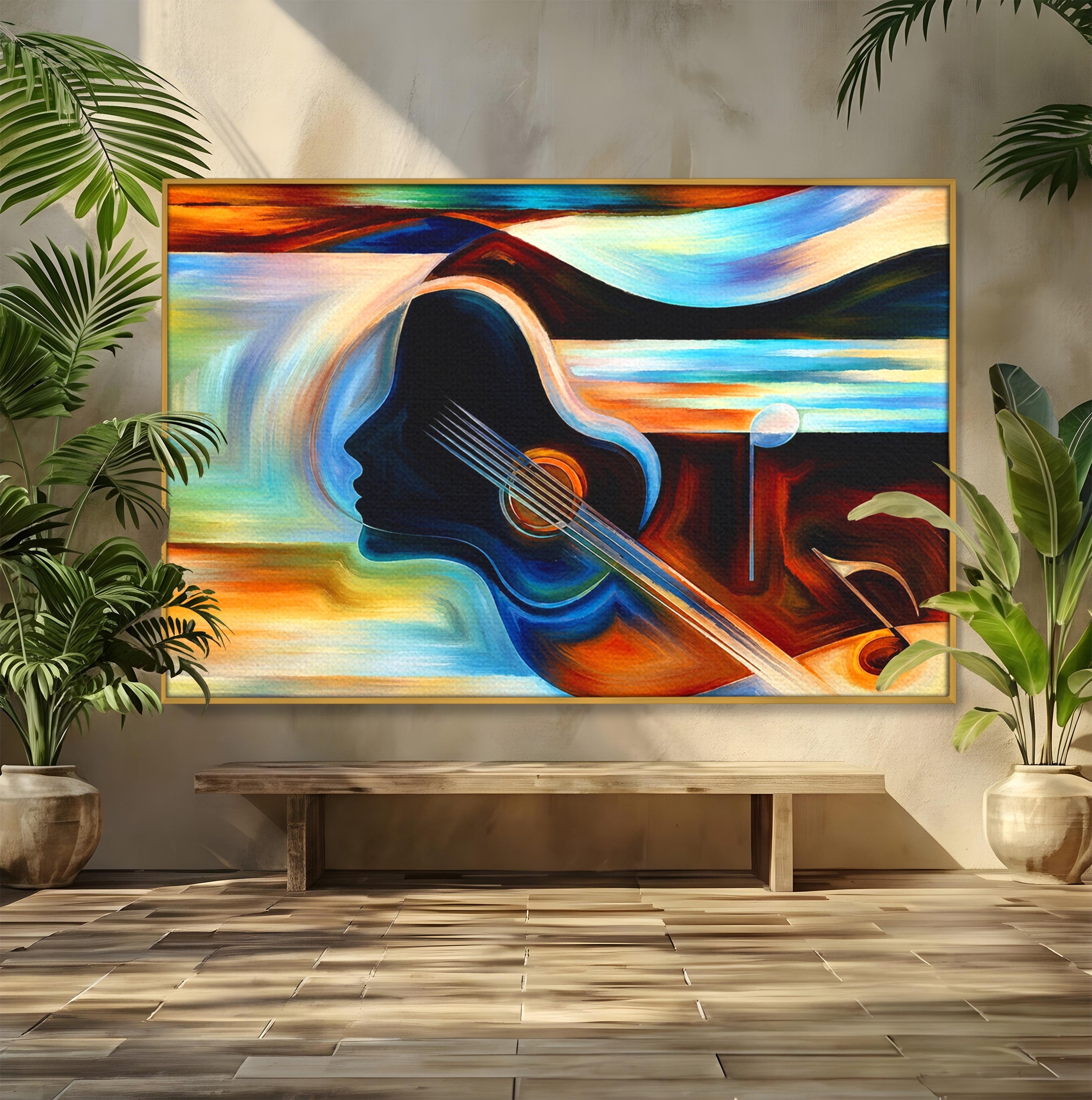 Tablou Canvas Premium LuxCanva® R1001, Armonia Muzicii Abstracte, Muzica, Abstract, Arta, Modern, Living, Dormitor, Culori Vibrante