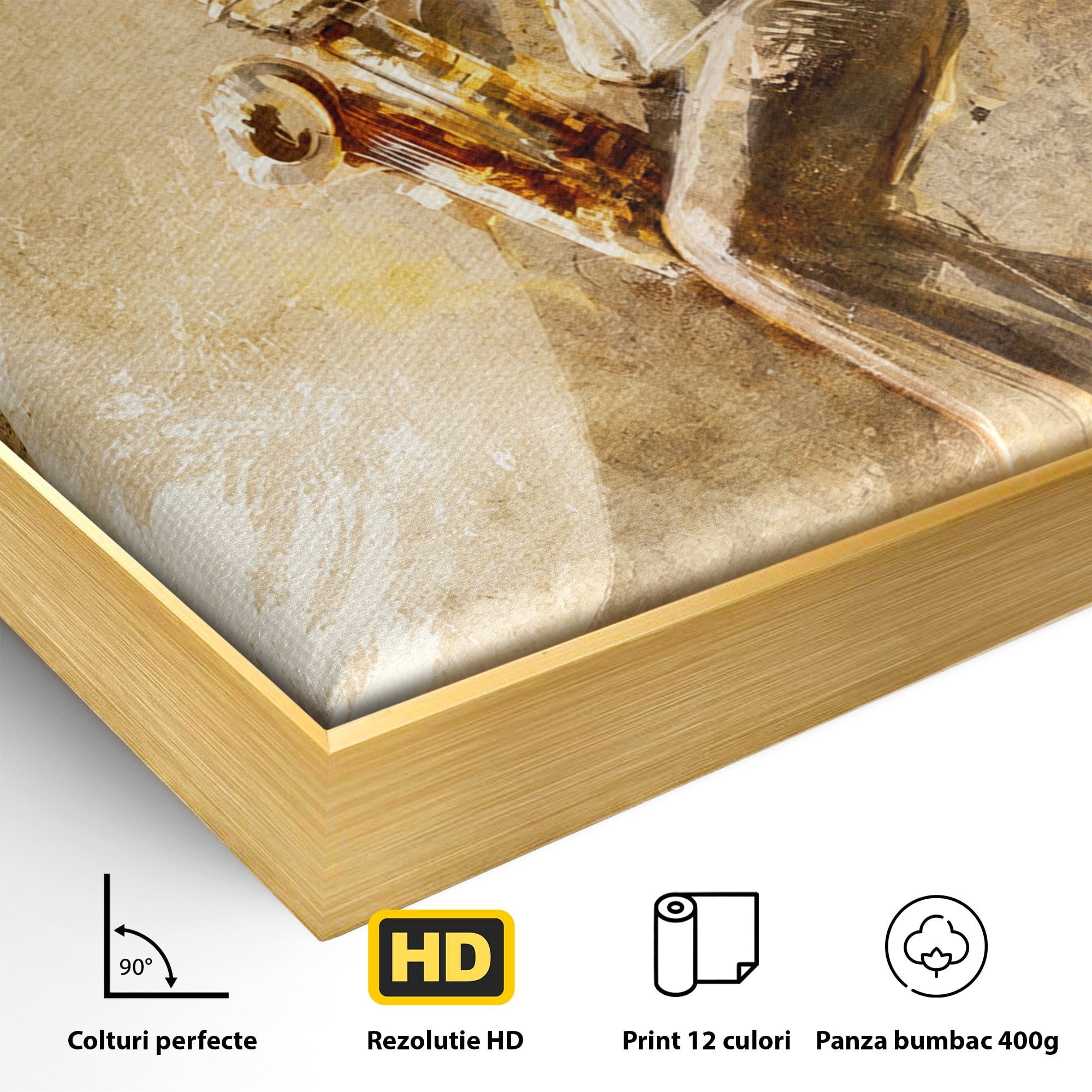 Tablou Canvas Premium LuxCanva® R1002, Saxofonistul Retro, Muzician, Saxofon, Retro, Arta, Living, Culori Vibrante