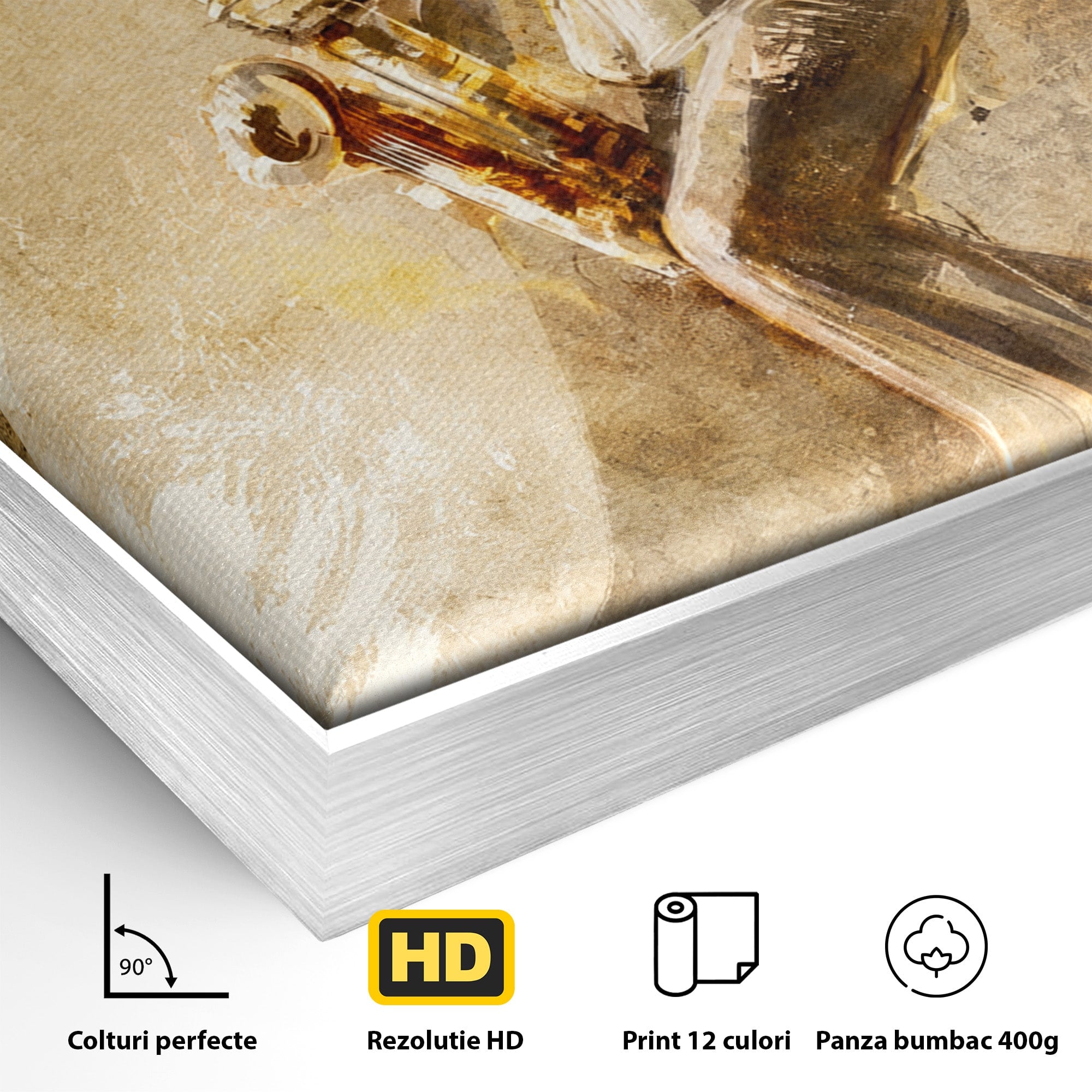 Tablou Canvas Premium LuxCanva® R1002, Saxofonistul Retro, Muzician, Saxofon, Retro, Arta, Living, Culori Vibrante