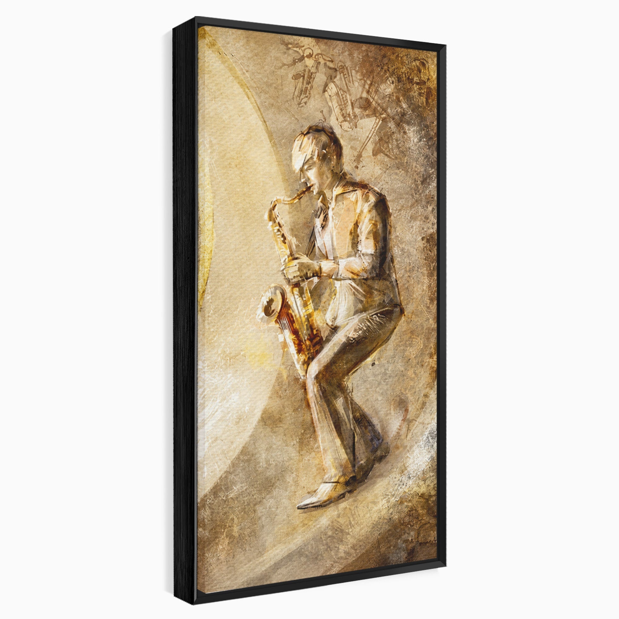 Tablou Canvas Premium LuxCanva® R1002, Saxofonistul Retro, Muzician, Saxofon, Retro, Arta, Living, Culori Vibrante
