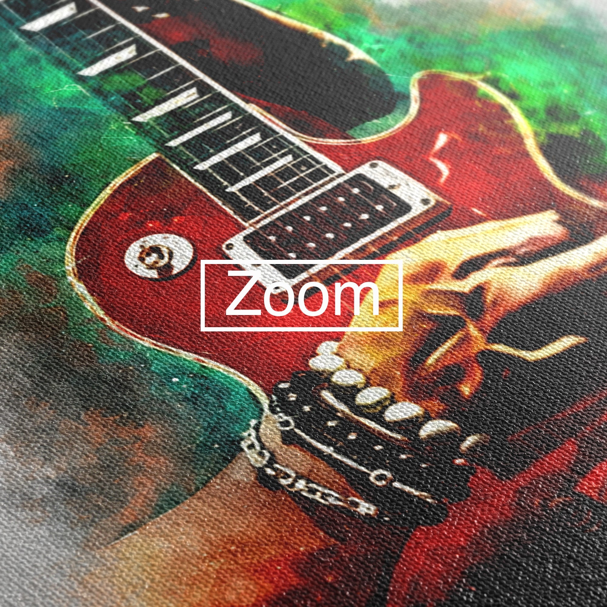 Tablou Canvas Premium LuxCanva® R1003, Chitara Rock Vibranta, Chitara, Muzica, Rock, Arta, Living, Culori Vibrante