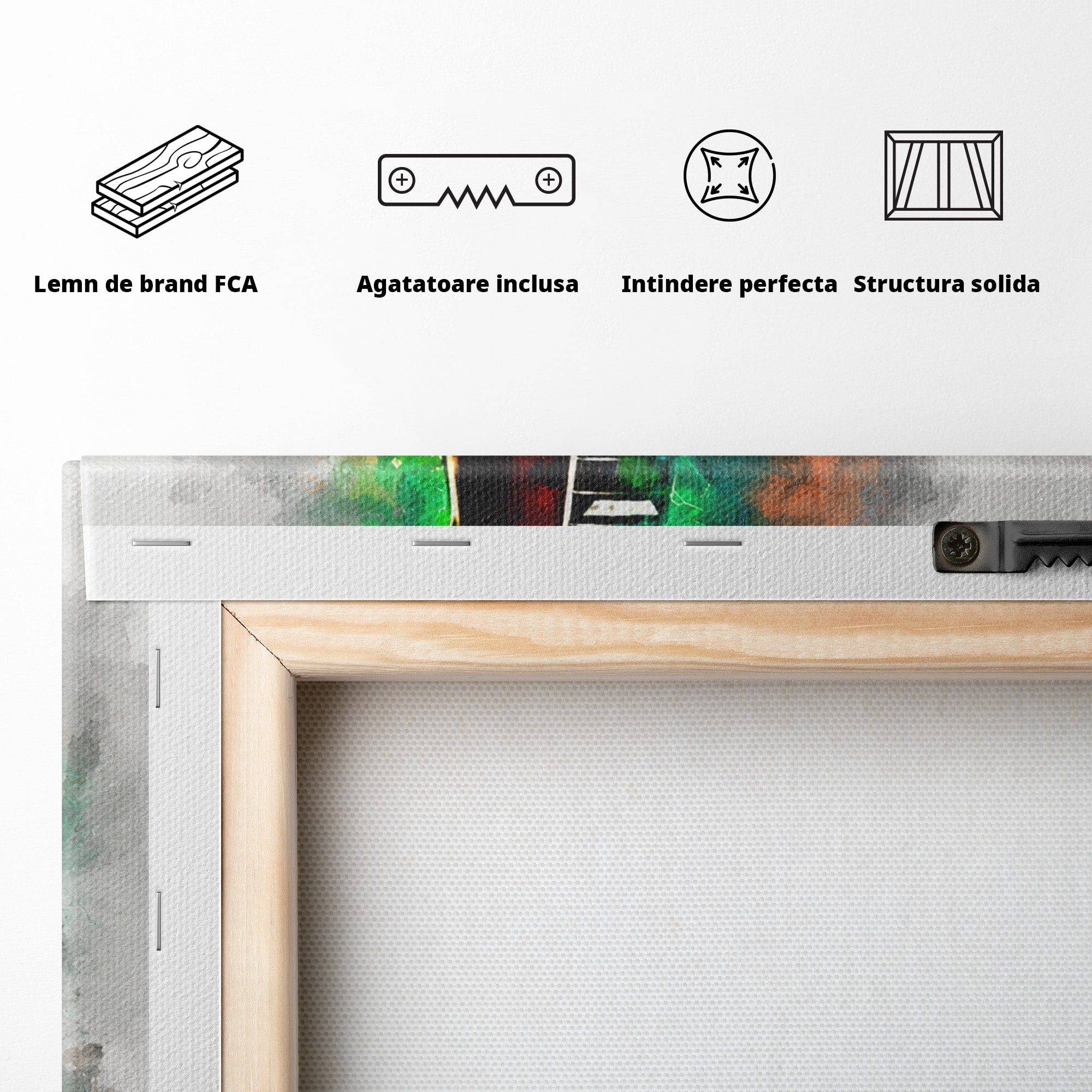 Tablou Canvas Premium LuxCanva® R1003, Chitara Rock Vibranta, Chitara, Muzica, Rock, Arta, Living, Culori Vibrante