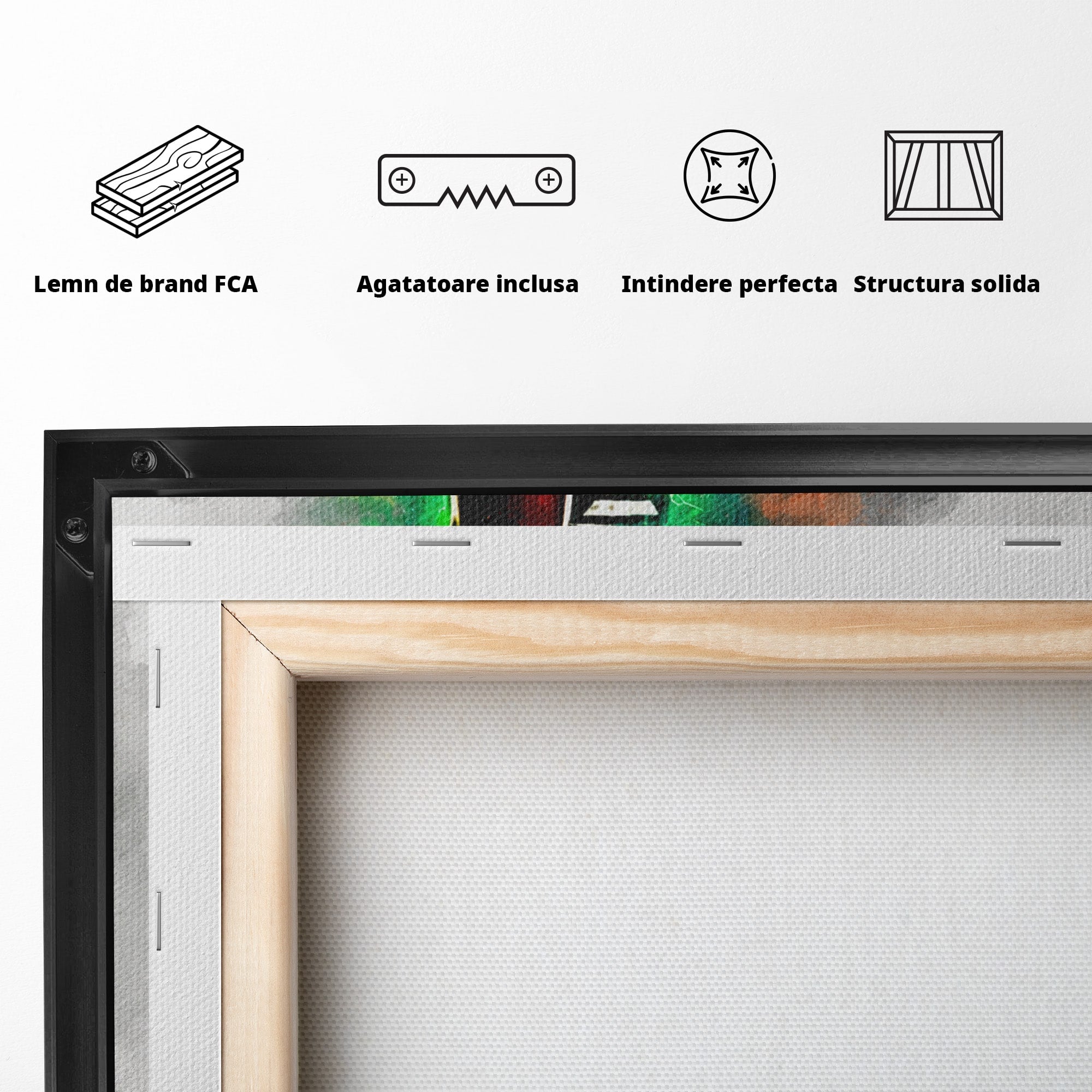 Tablou Canvas Premium LuxCanva® R1003, Chitara Rock Vibranta, Chitara, Muzica, Rock, Arta, Living, Culori Vibrante