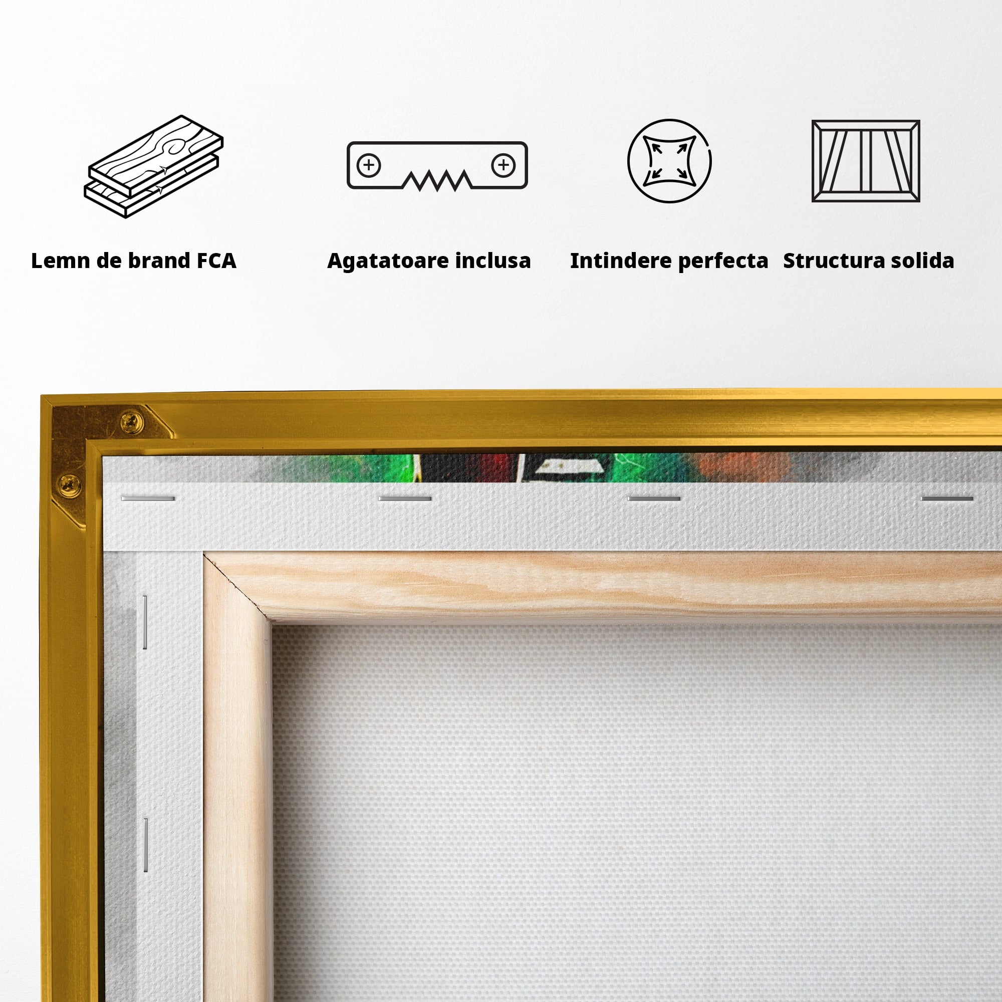 Tablou Canvas Premium LuxCanva® R1003, Chitara Rock Vibranta, Chitara, Muzica, Rock, Arta, Living, Culori Vibrante