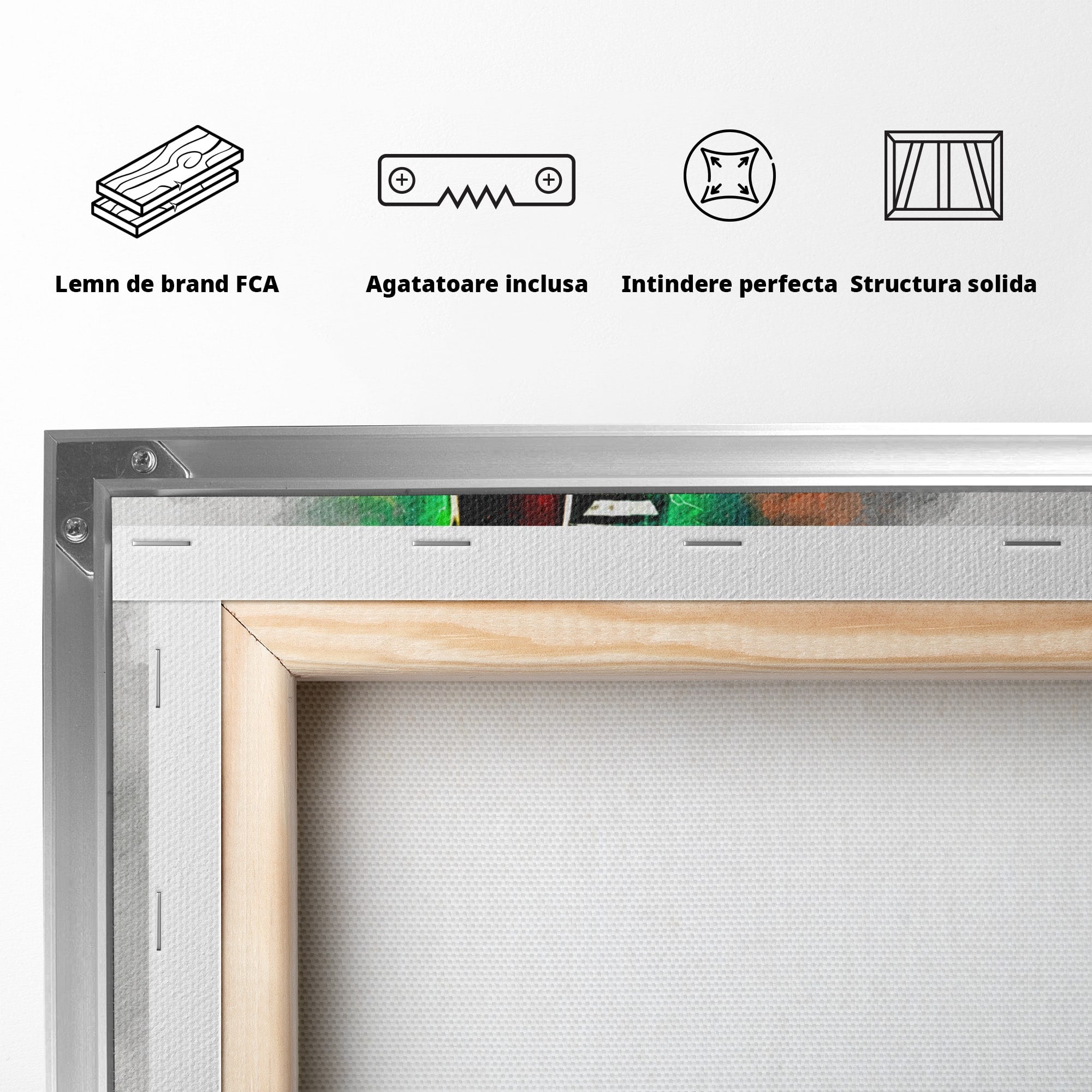 Tablou Canvas Premium LuxCanva® R1003, Chitara Rock Vibranta, Chitara, Muzica, Rock, Arta, Living, Culori Vibrante