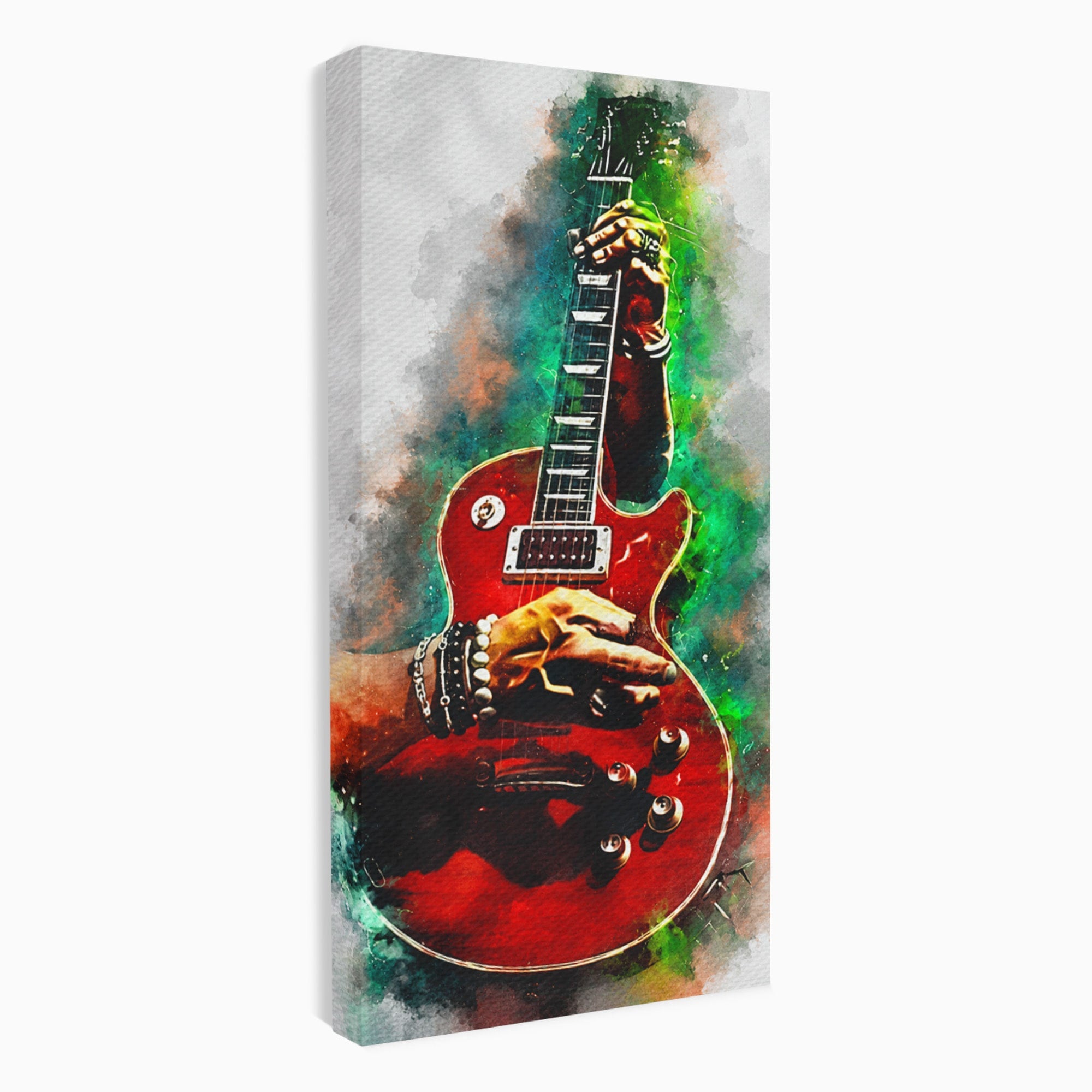 Tablou Canvas Premium LuxCanva® R1003, Chitara Rock Vibranta, Chitara, Muzica, Rock, Arta, Living, Culori Vibrante