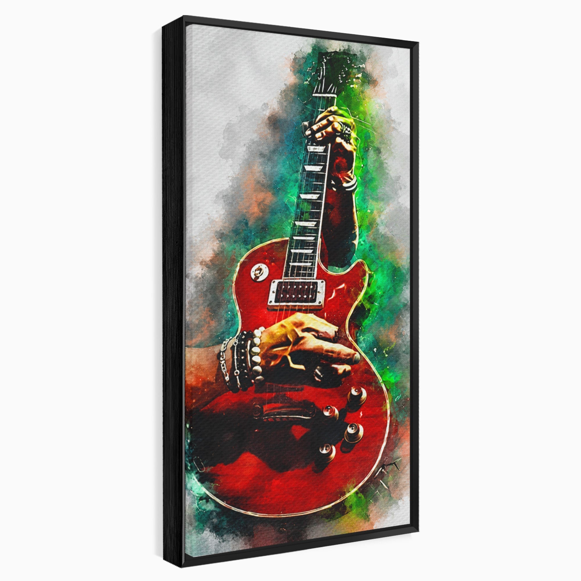 Tablou Canvas Premium LuxCanva® R1003, Chitara Rock Vibranta, Chitara, Muzica, Rock, Arta, Living, Culori Vibrante
