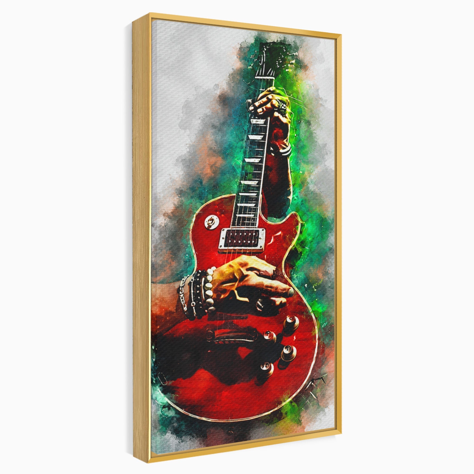 Tablou Canvas Premium LuxCanva® R1003, Chitara Rock Vibranta, Chitara, Muzica, Rock, Arta, Living, Culori Vibrante