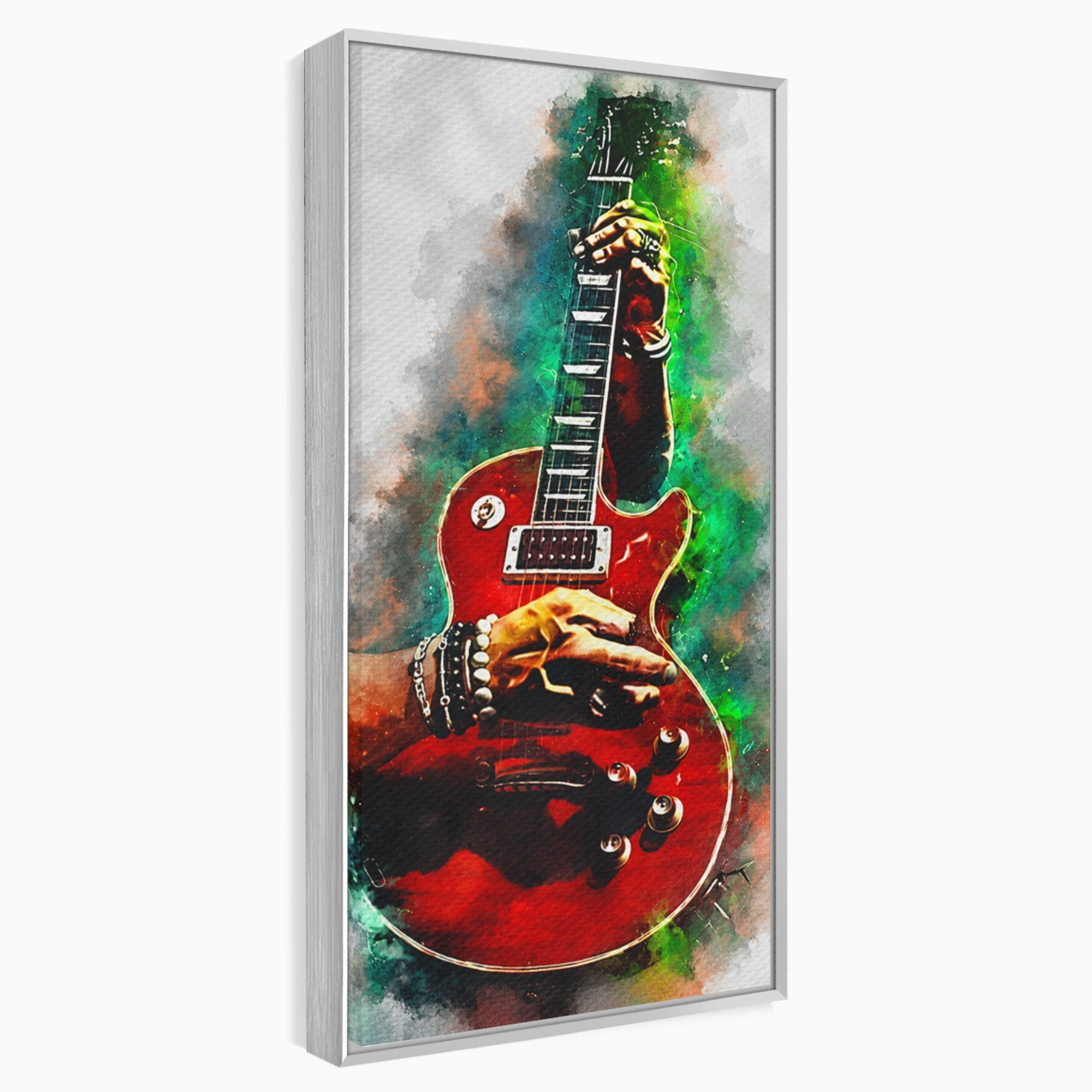 Tablou Canvas Premium LuxCanva® R1003, Chitara Rock Vibranta, Chitara, Muzica, Rock, Arta, Living, Culori Vibrante
