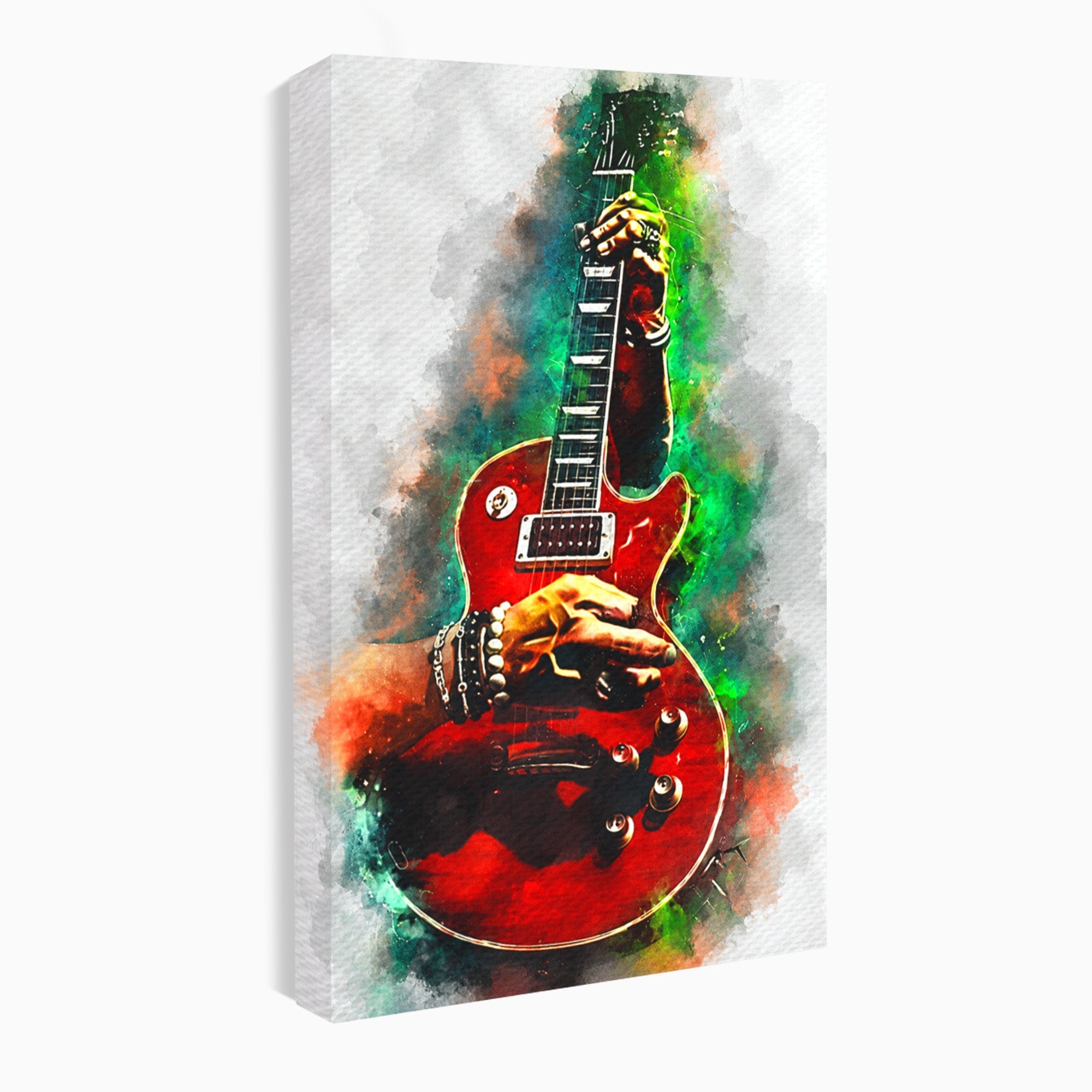 Tablou Canvas Premium LuxCanva® R1003, Chitara Rock Vibranta, Chitara, Muzica, Rock, Arta, Living, Culori Vibrante