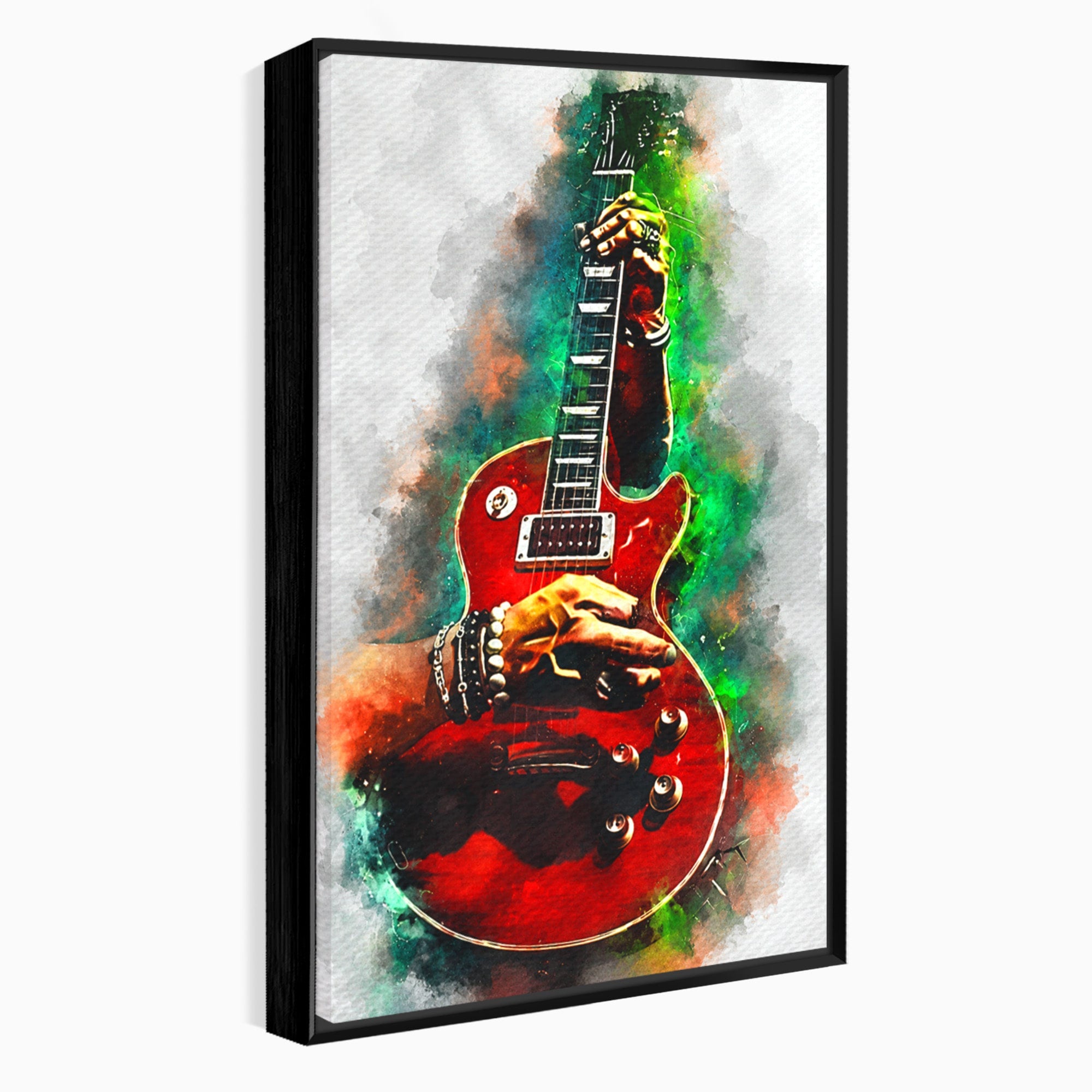 Tablou Canvas Premium LuxCanva® R1003, Chitara Rock Vibranta, Chitara, Muzica, Rock, Arta, Living, Culori Vibrante