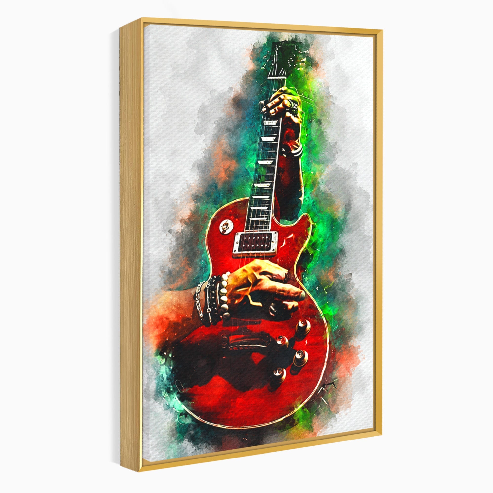Tablou Canvas Premium LuxCanva® R1003, Chitara Rock Vibranta, Chitara, Muzica, Rock, Arta, Living, Culori Vibrante
