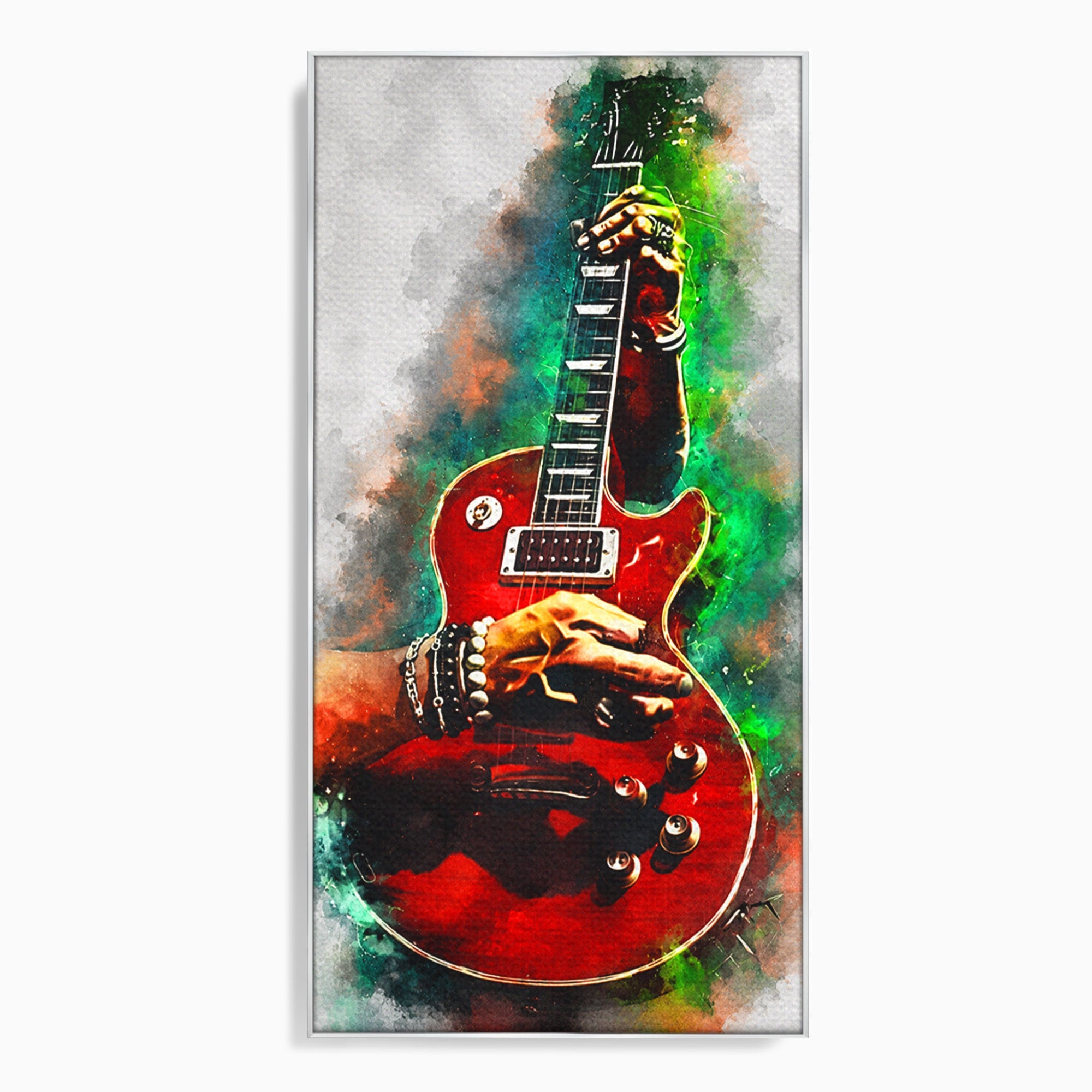 Tablou Canvas Premium LuxCanva® R1003, Chitara Rock Vibranta, Chitara, Muzica, Rock, Arta, Living, Culori Vibrante