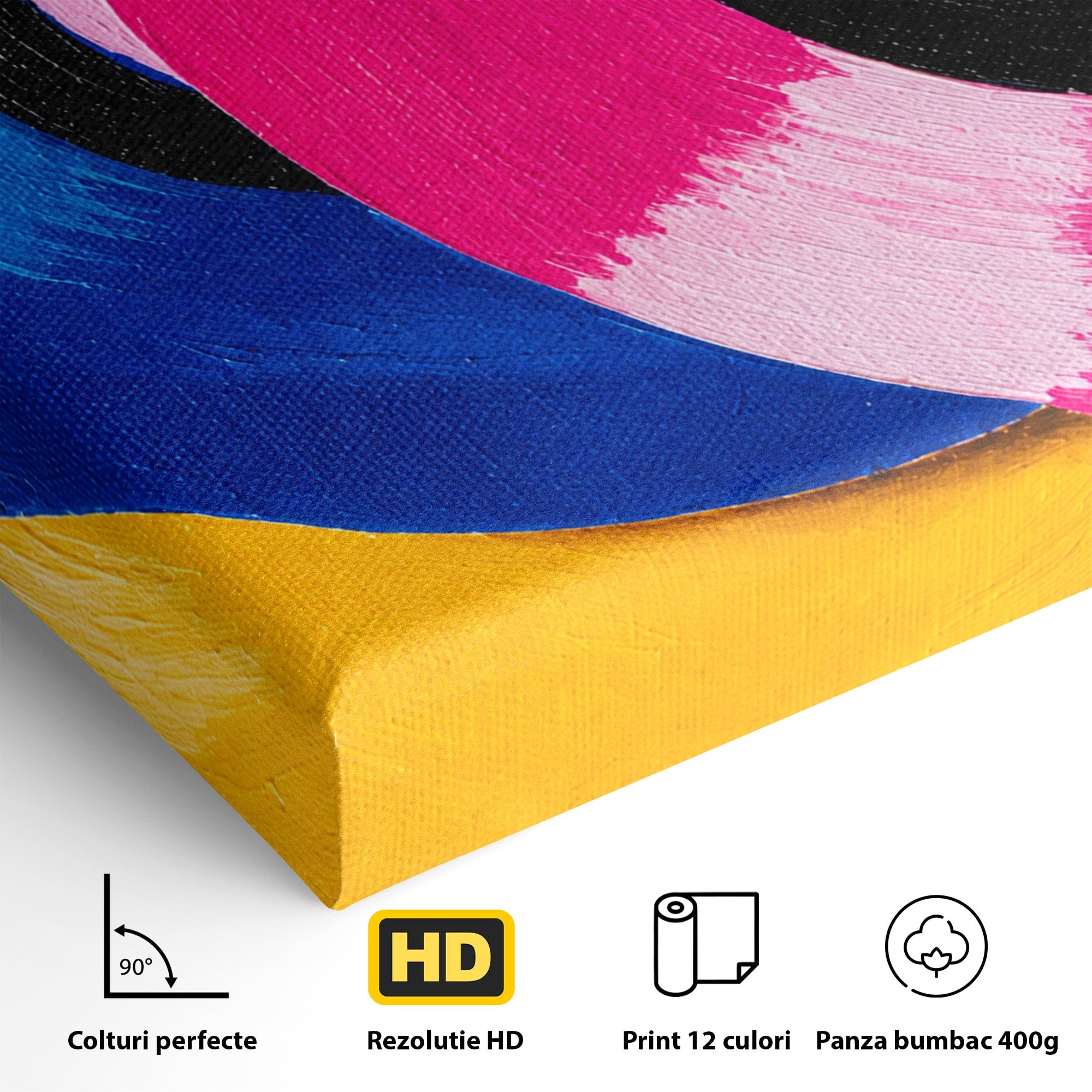 Tablou Canvas Premium LuxCanva® R1005, Viniluri Colorate, Viniluri, Muzica, Retro, Arta Abstracta, Living, Culori Vibrante