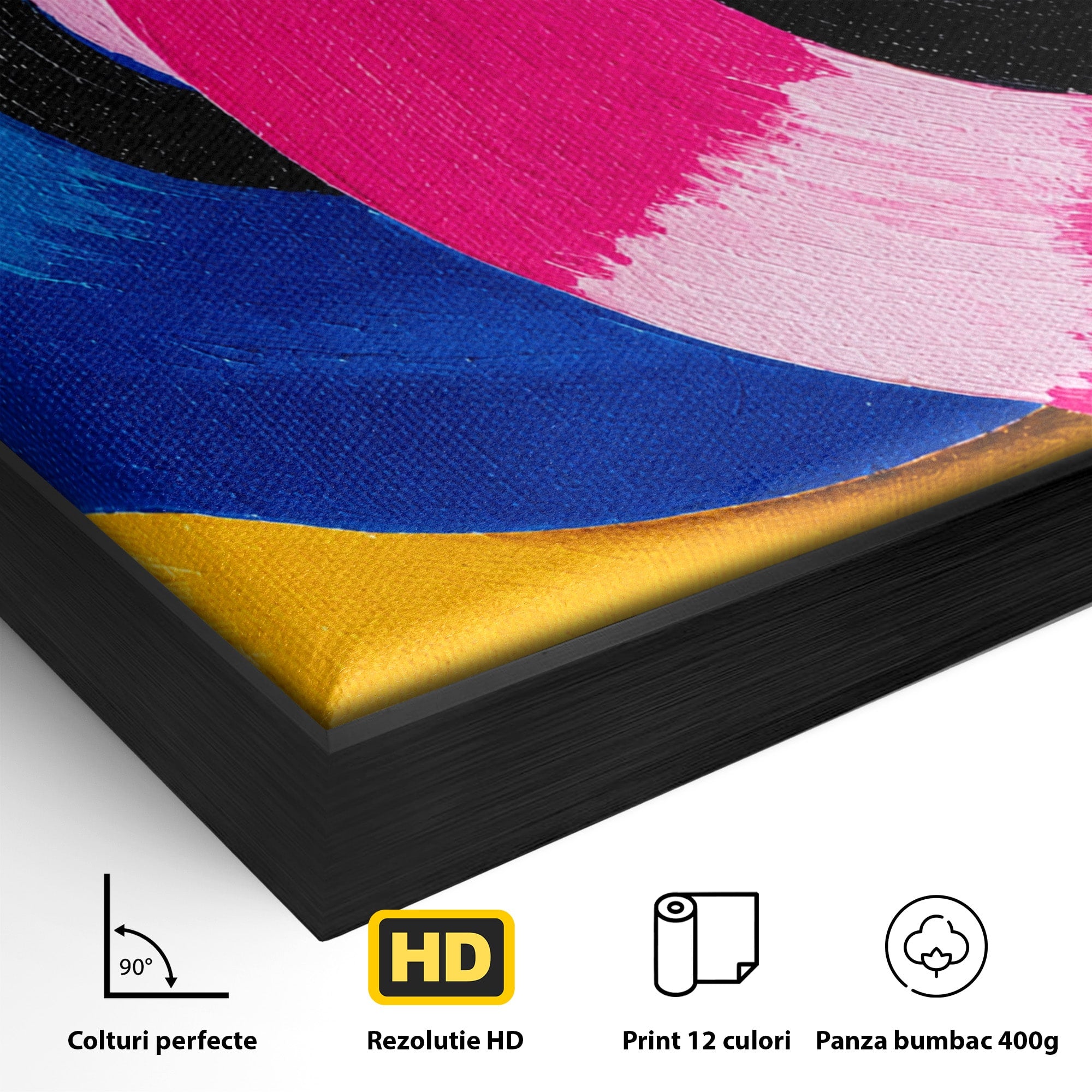 Tablou Canvas Premium LuxCanva® R1005, Viniluri Colorate, Viniluri, Muzica, Retro, Arta Abstracta, Living, Culori Vibrante