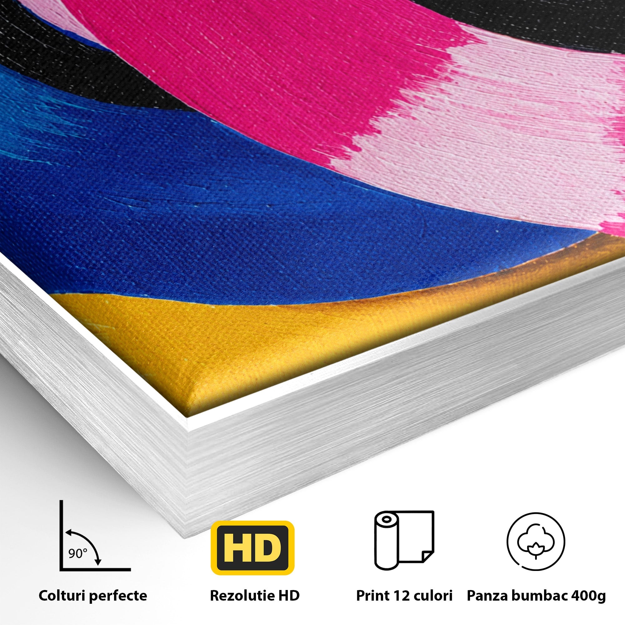 Tablou Canvas Premium LuxCanva® R1005, Viniluri Colorate, Viniluri, Muzica, Retro, Arta Abstracta, Living, Culori Vibrante